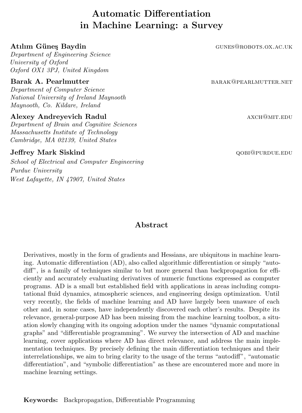 Automatic differentiation in machine learning: a survey