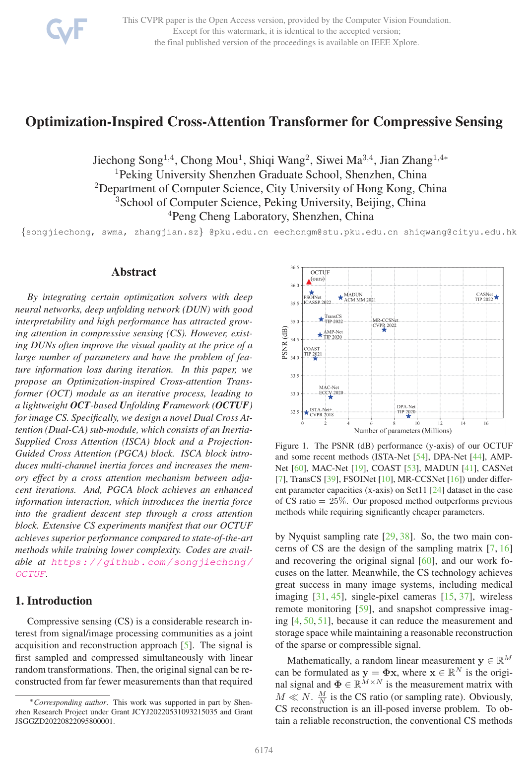 Optimization-Inspired Cross-Attention Transformer for Compressive Sensing