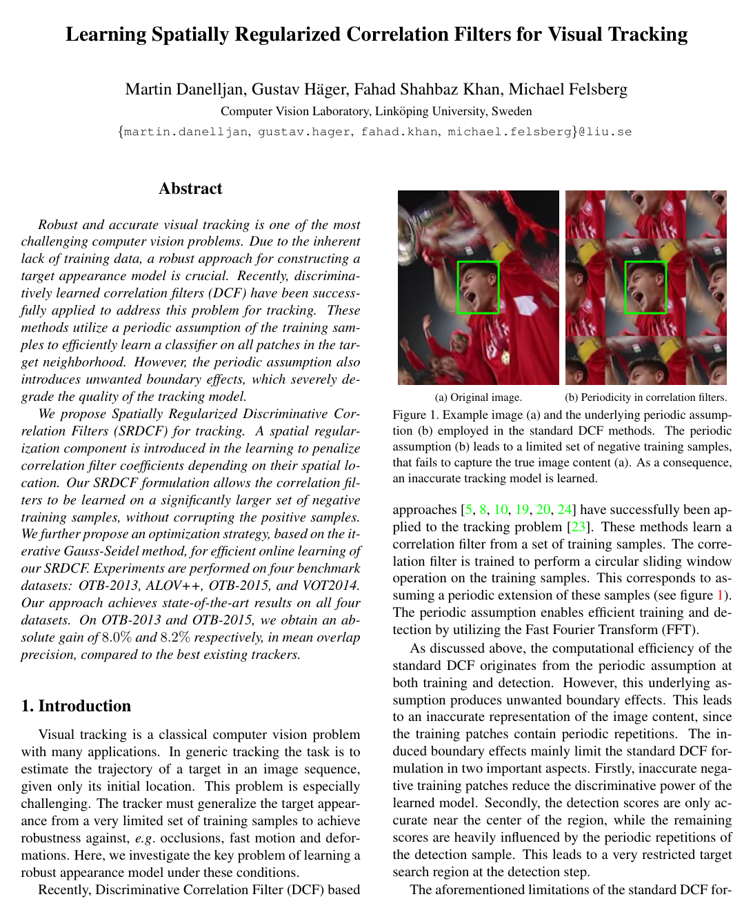 Cover for Learning Spatially Regularized Correlation Filters for Visual Tracking