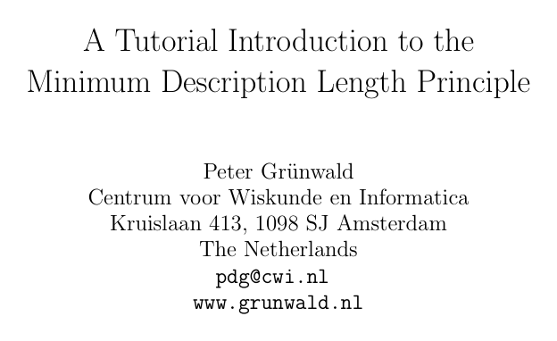 A Tutorial Introduction to the Minimum Description Length Principle