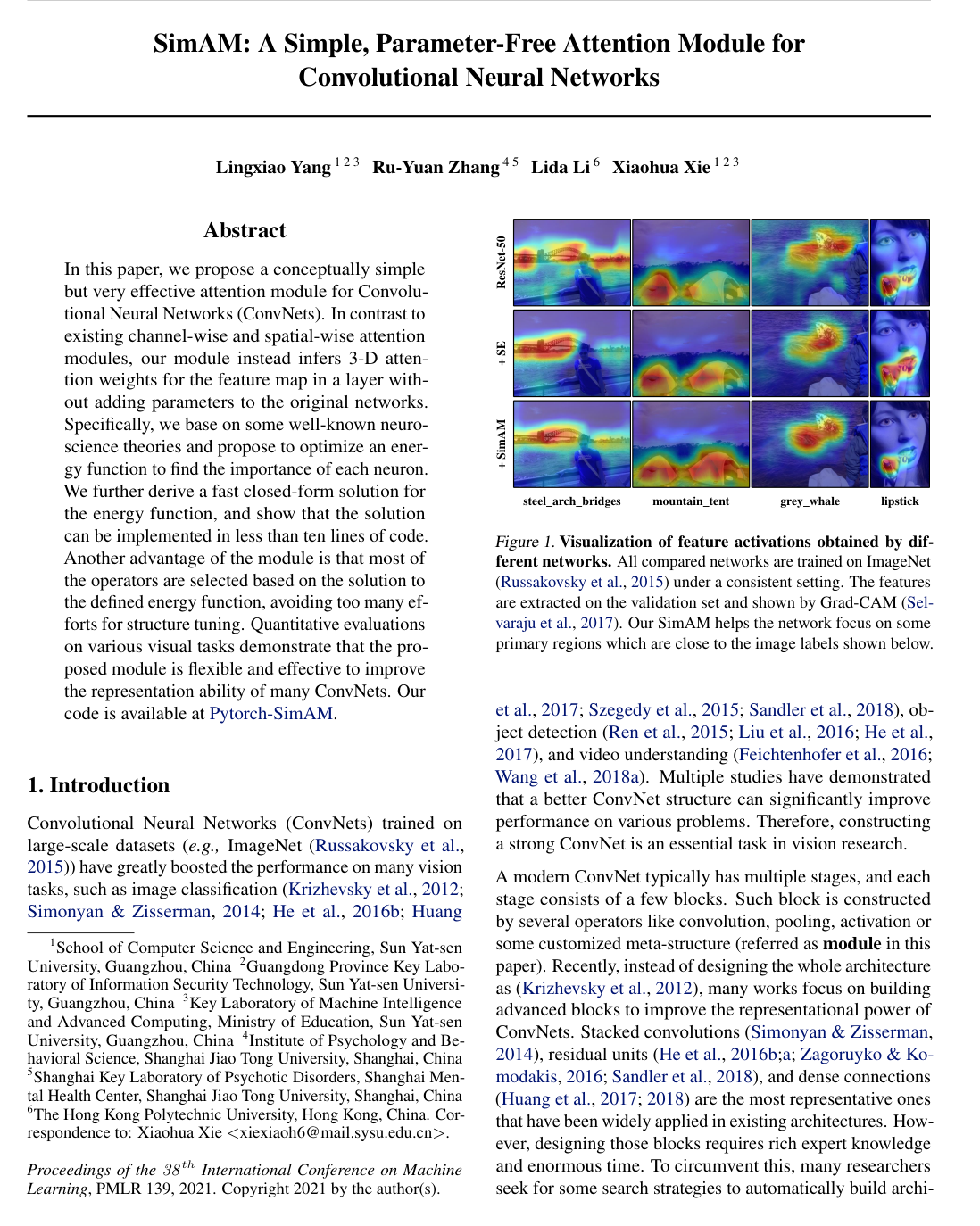 Cover for SimAM: A Simple, Parameter-Free Attention Module for Convolutional Neural Networks