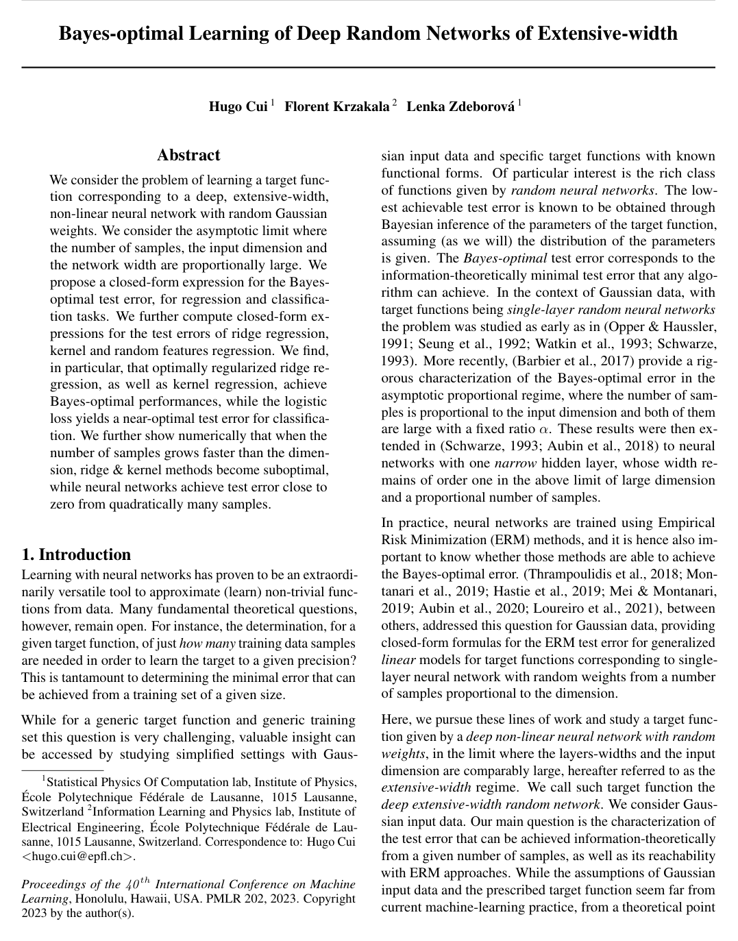 Bayes-optimal Learning of Deep Random Networks of Extensive-width