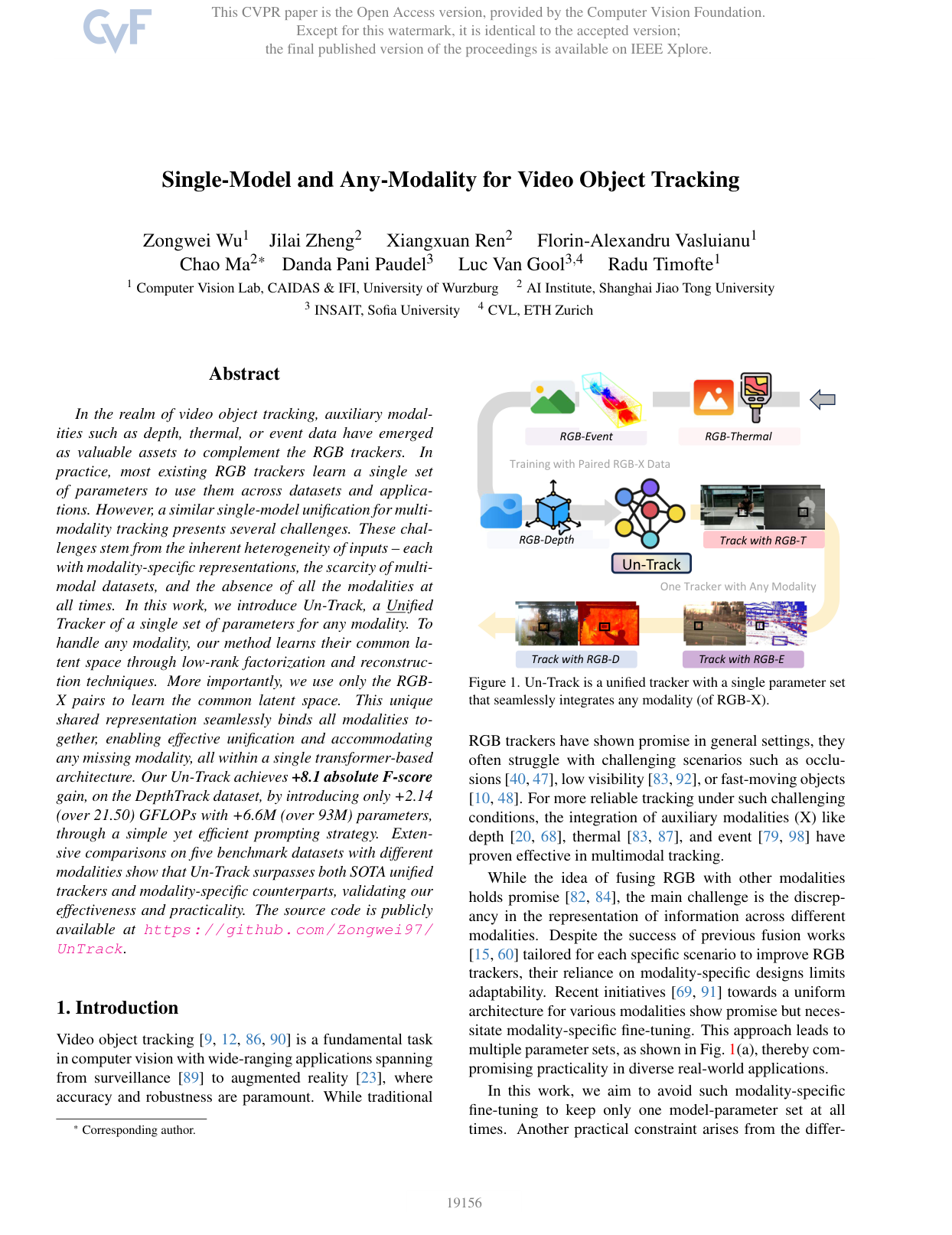 Single-Model and Any-Modality for Video Object Tracking
