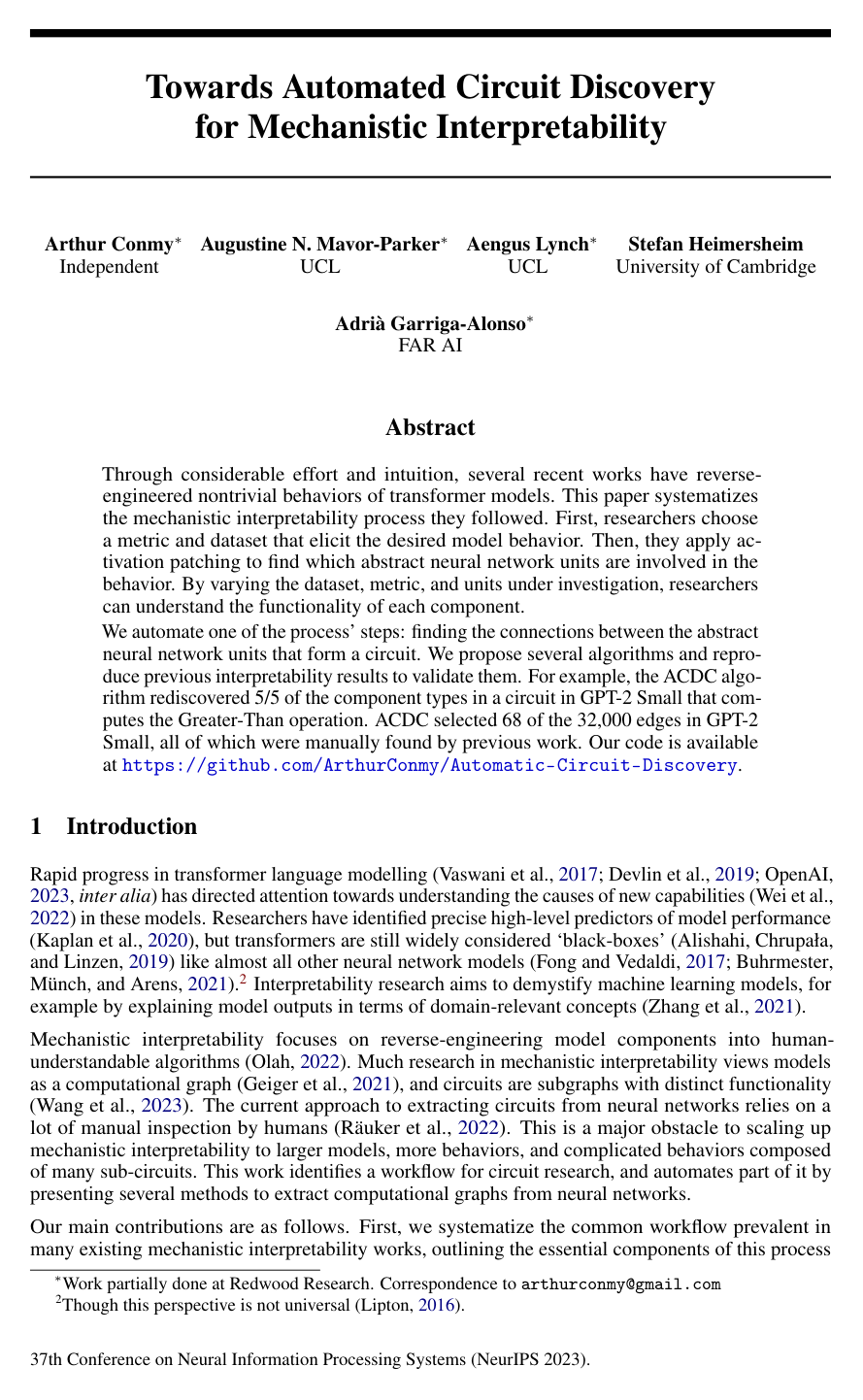 Cover for Towards Automated Circuit Discovery for Mechanistic Interpretability