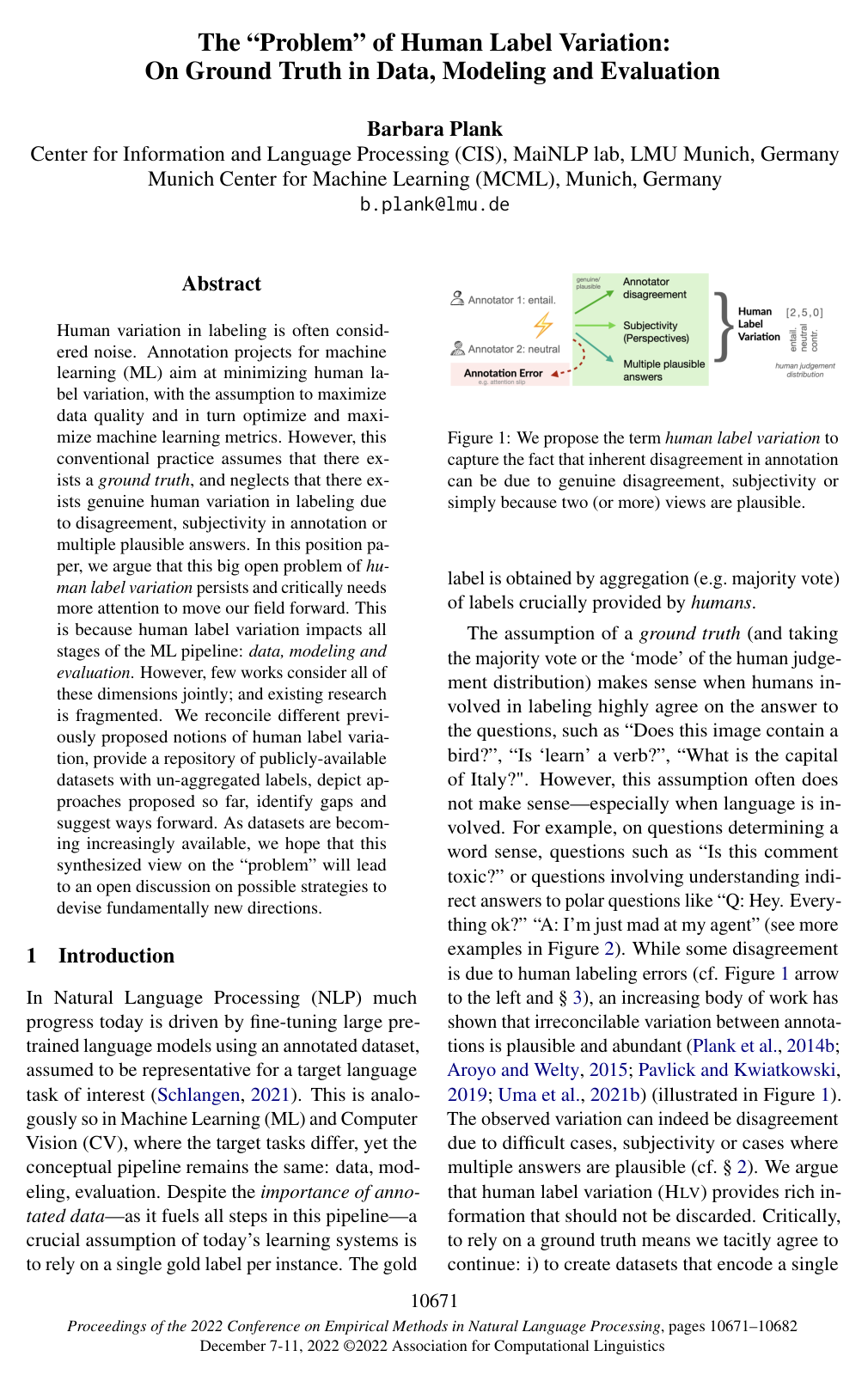 Cover for The "Problem" of Human Label Variation: On Ground Truth in Data, Modeling and Evaluation