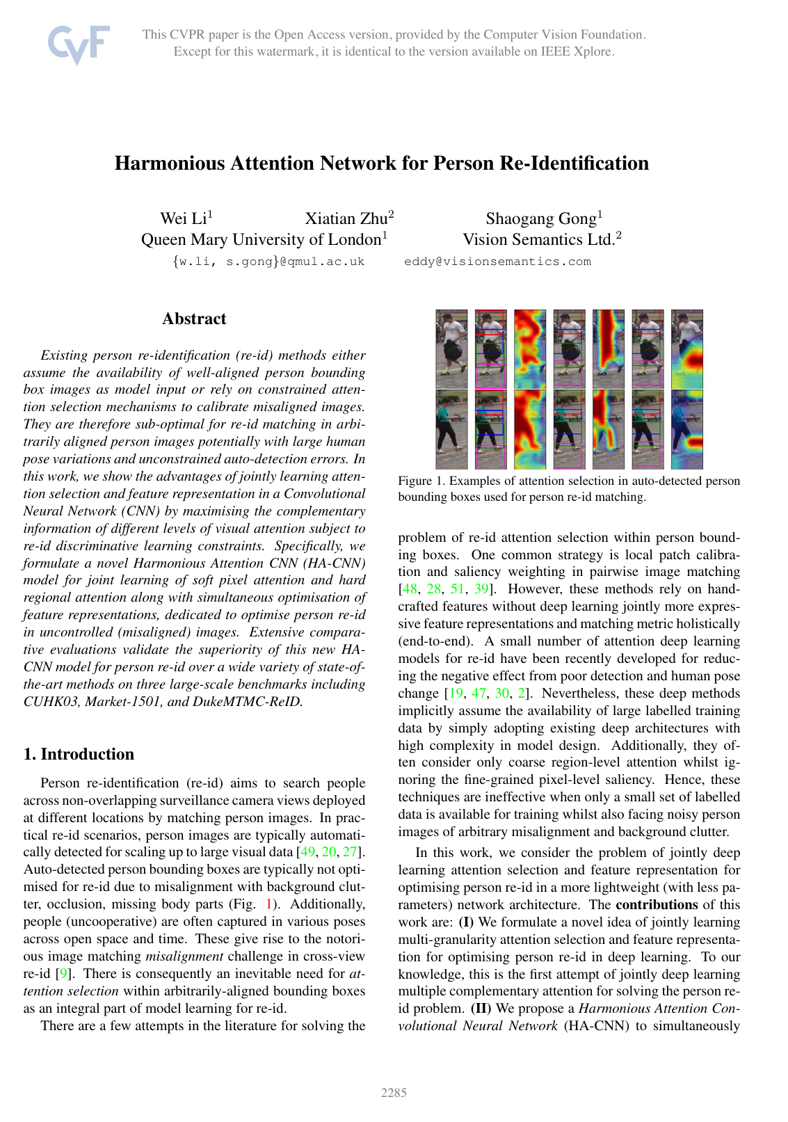 Harmonious Attention Network for Person Re-identification