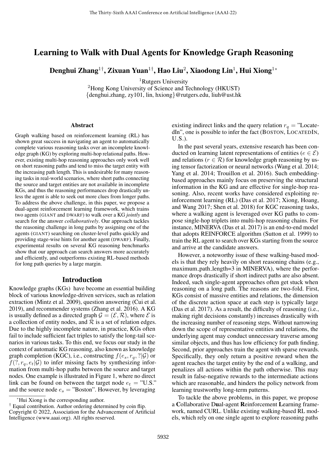 Learning to Walk with Dual Agents for Knowledge Graph Reasoning