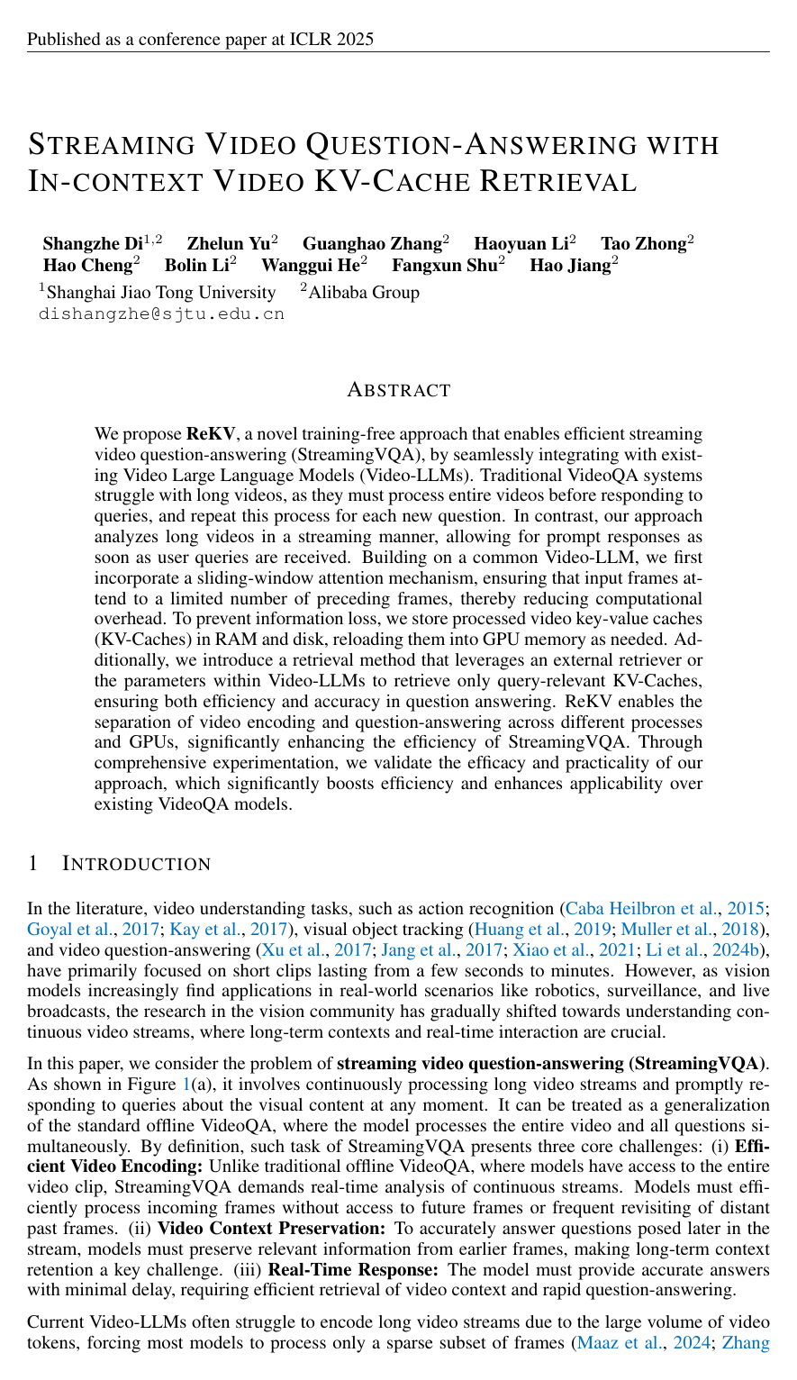 Cover for Streaming Video Question-Answering with In-context Video KV-Cache Retrieval