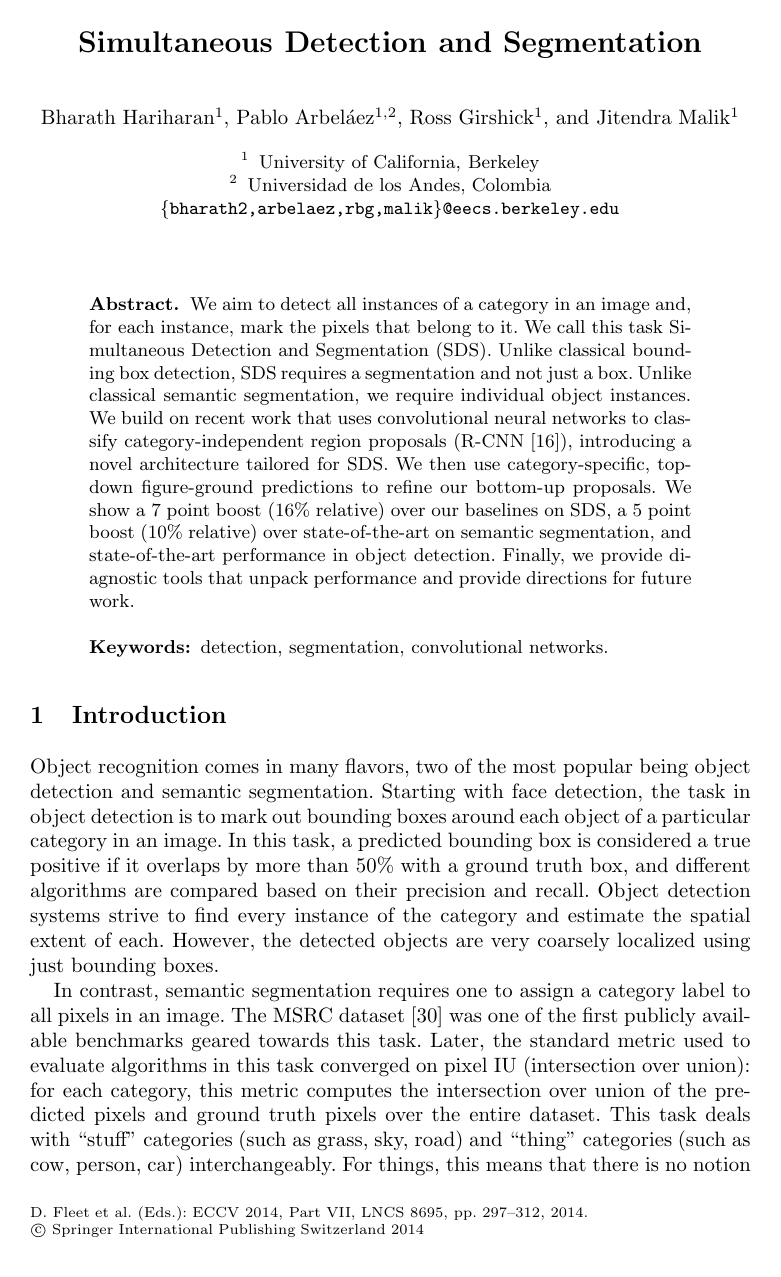 Simultaneous Detection and Segmentation