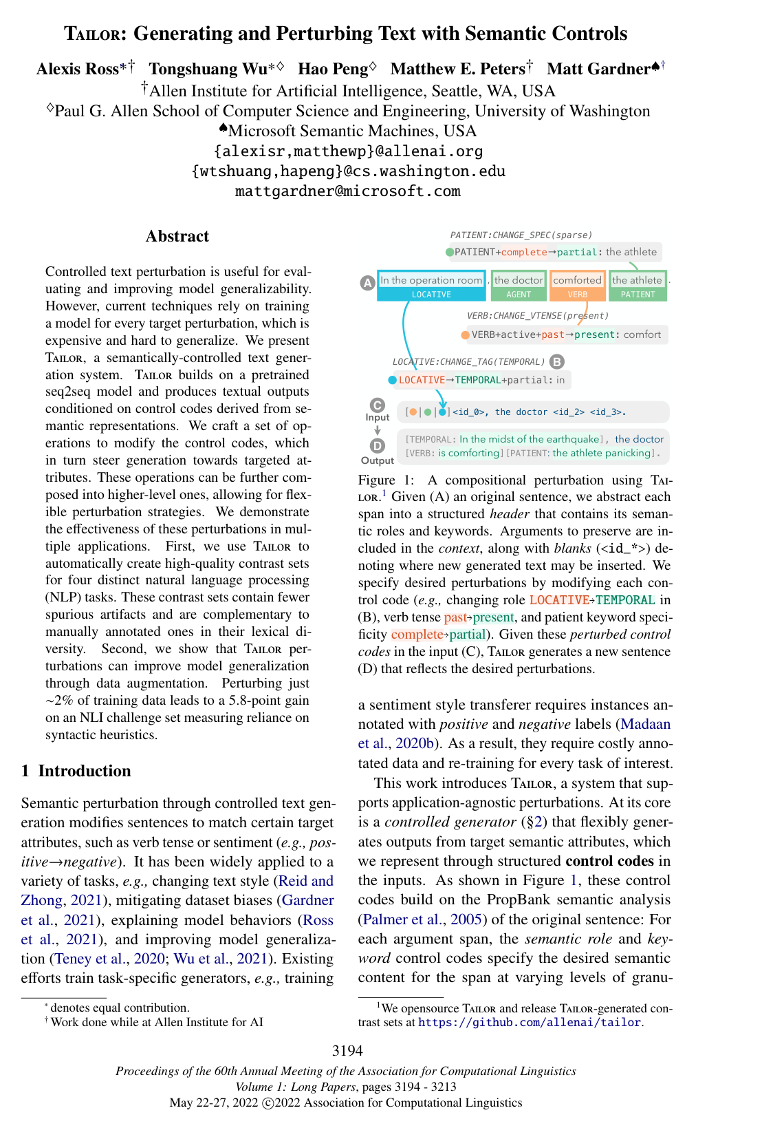 Cover for Tailor: Generating and Perturbing Text with Semantic Controls