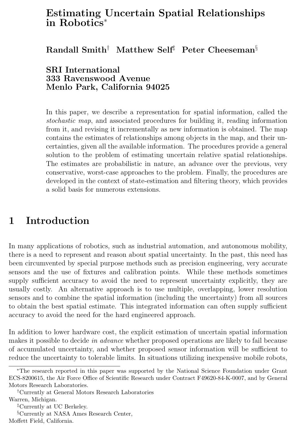Cover for Estimating uncertain spatial relationships in robotics