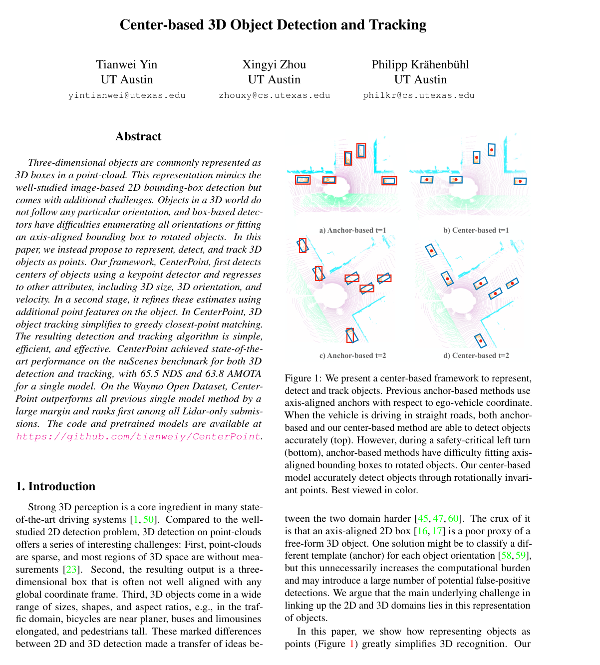 Cover for Center-based 3D Object Detection and Tracking