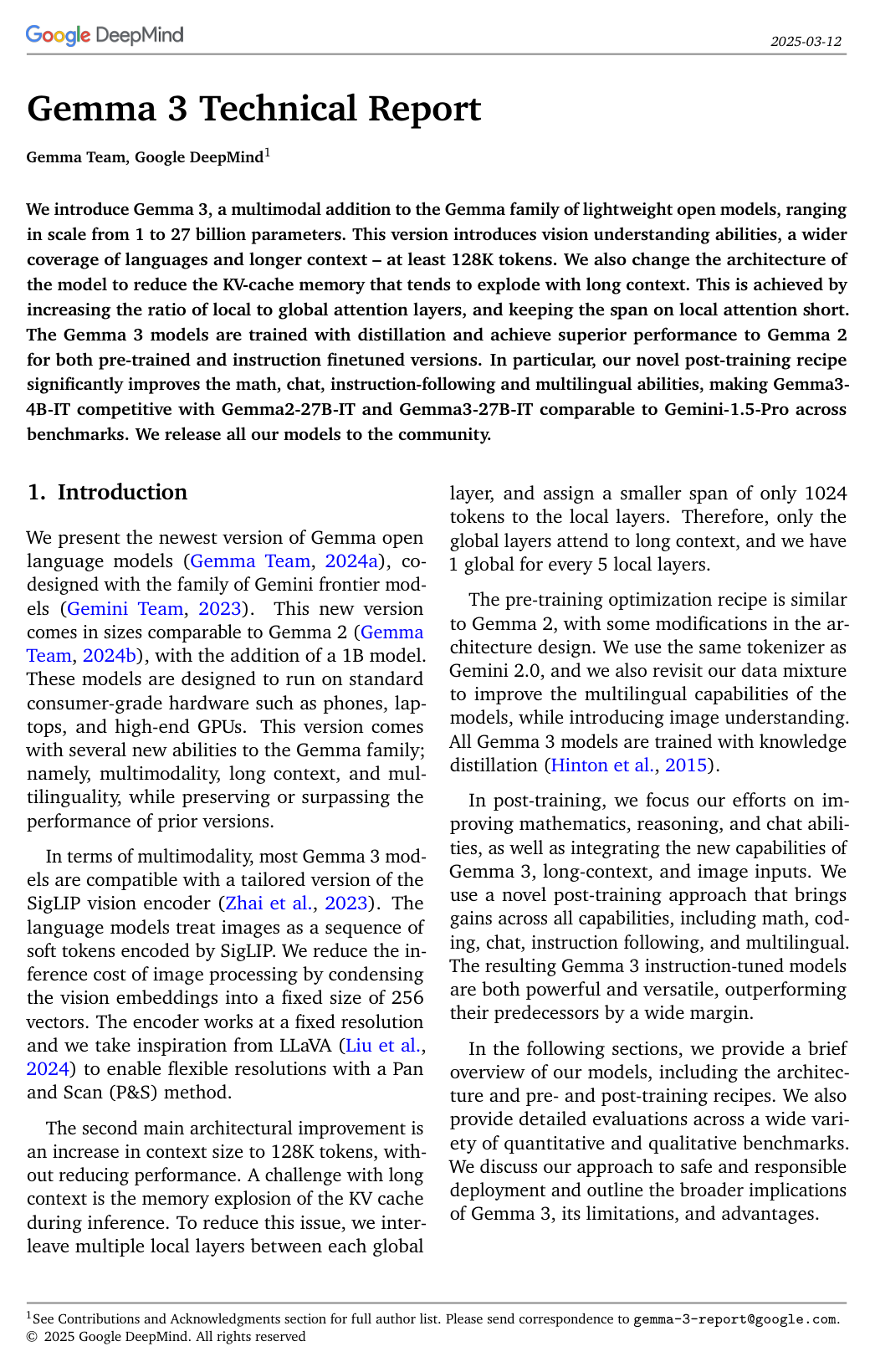 Gemma 3 Technical Report