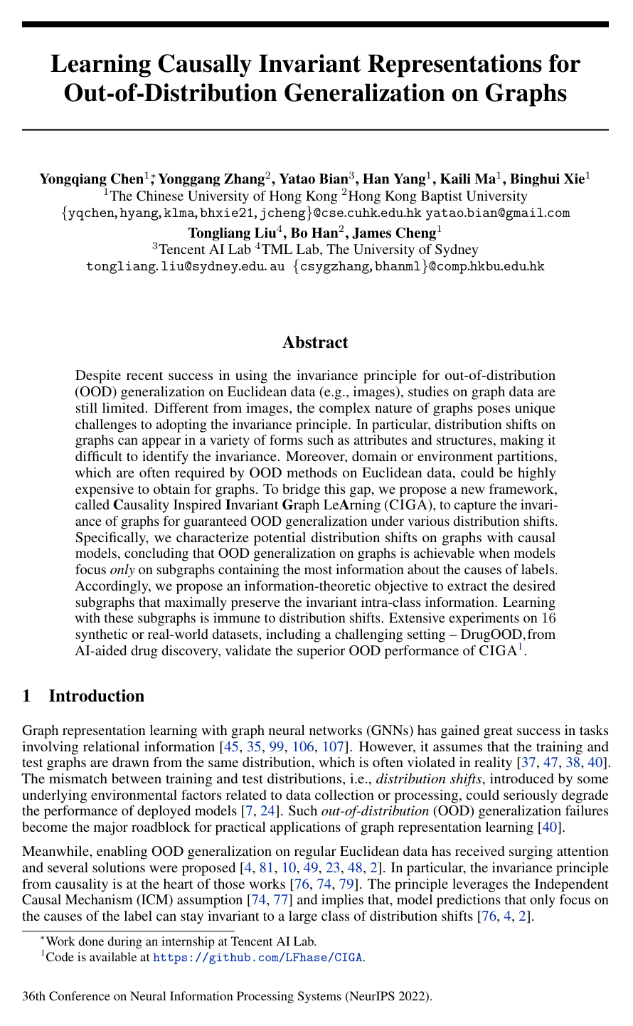 Cover for Learning Causally Invariant Representations for Out-of-Distribution Generalization on Graphs