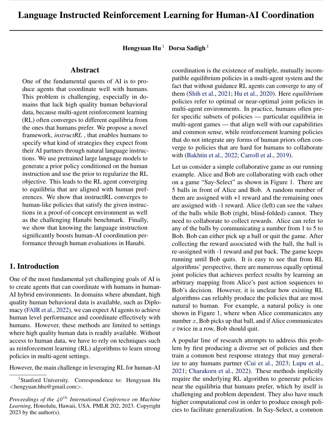 Language Instructed Reinforcement Learning for Human-AI Coordination