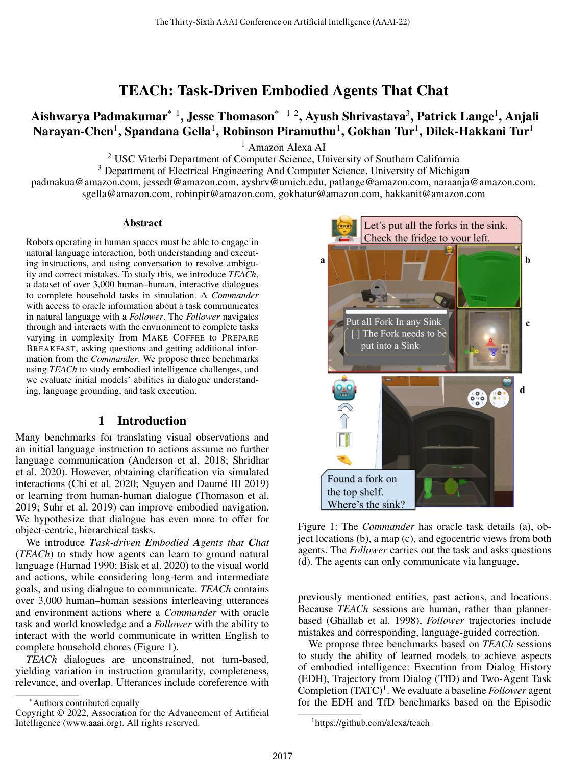Cover for TEACh: Task-Driven Embodied Agents That Chat
