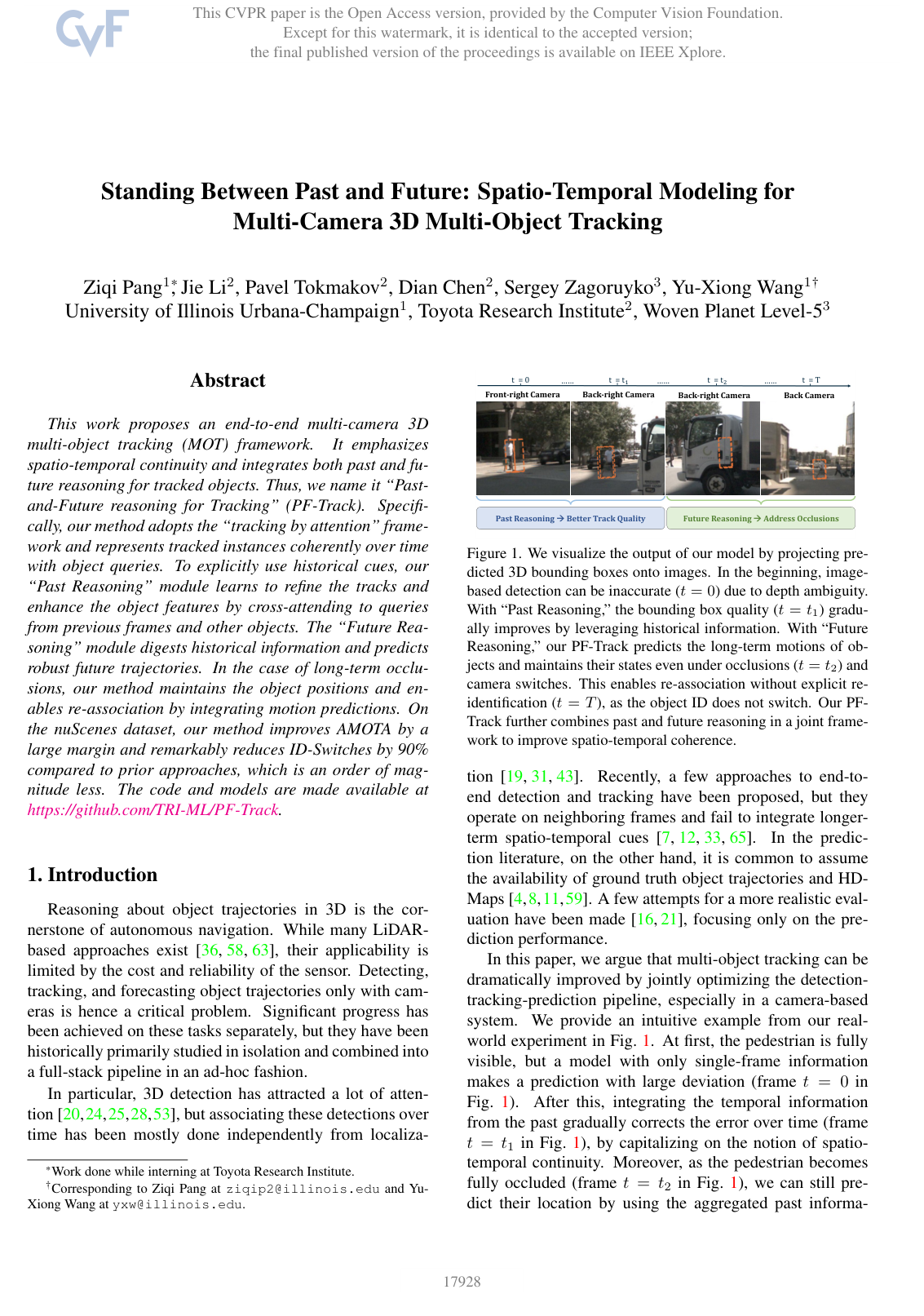 Cover for Standing Between Past and Future: Spatio-Temporal Modeling for Multi-Camera 3D Multi-Object Tracking