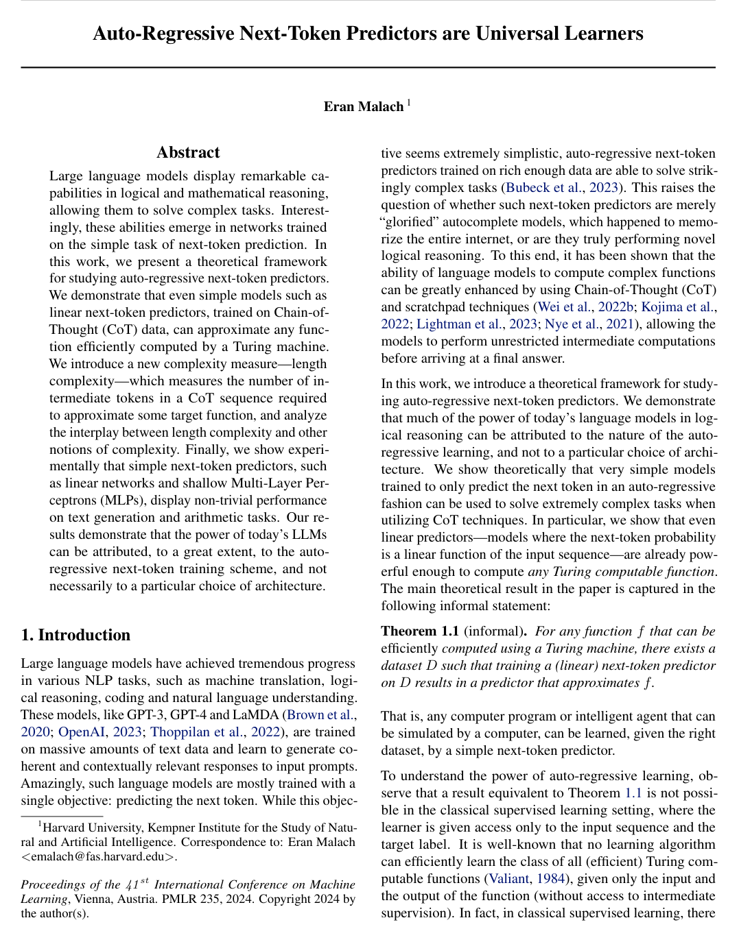Cover for Auto-Regressive Next-Token Predictors are Universal Learners