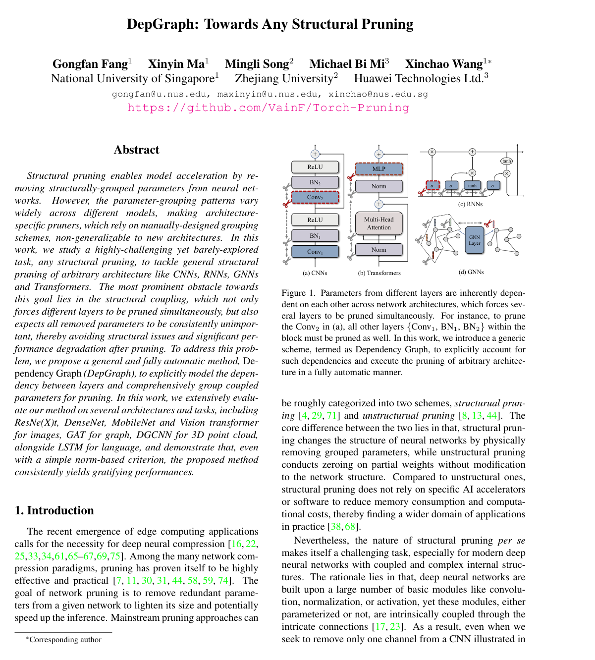DepGraph: Towards Any Structural Pruning