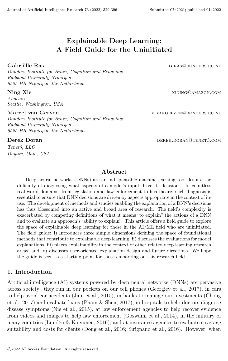 Explainable Deep Learning: A Field Guide for the Uninitiated
