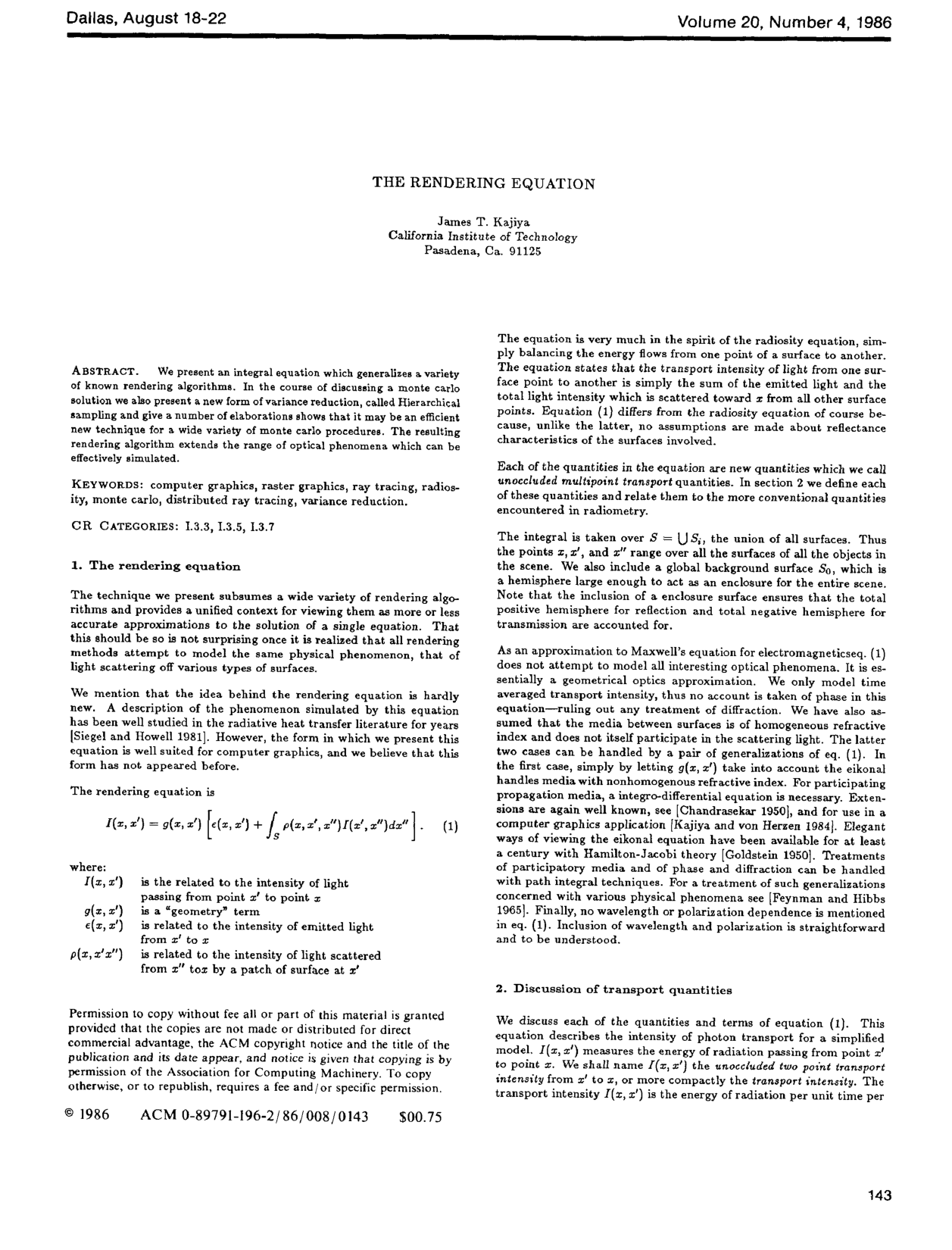 The rendering equation