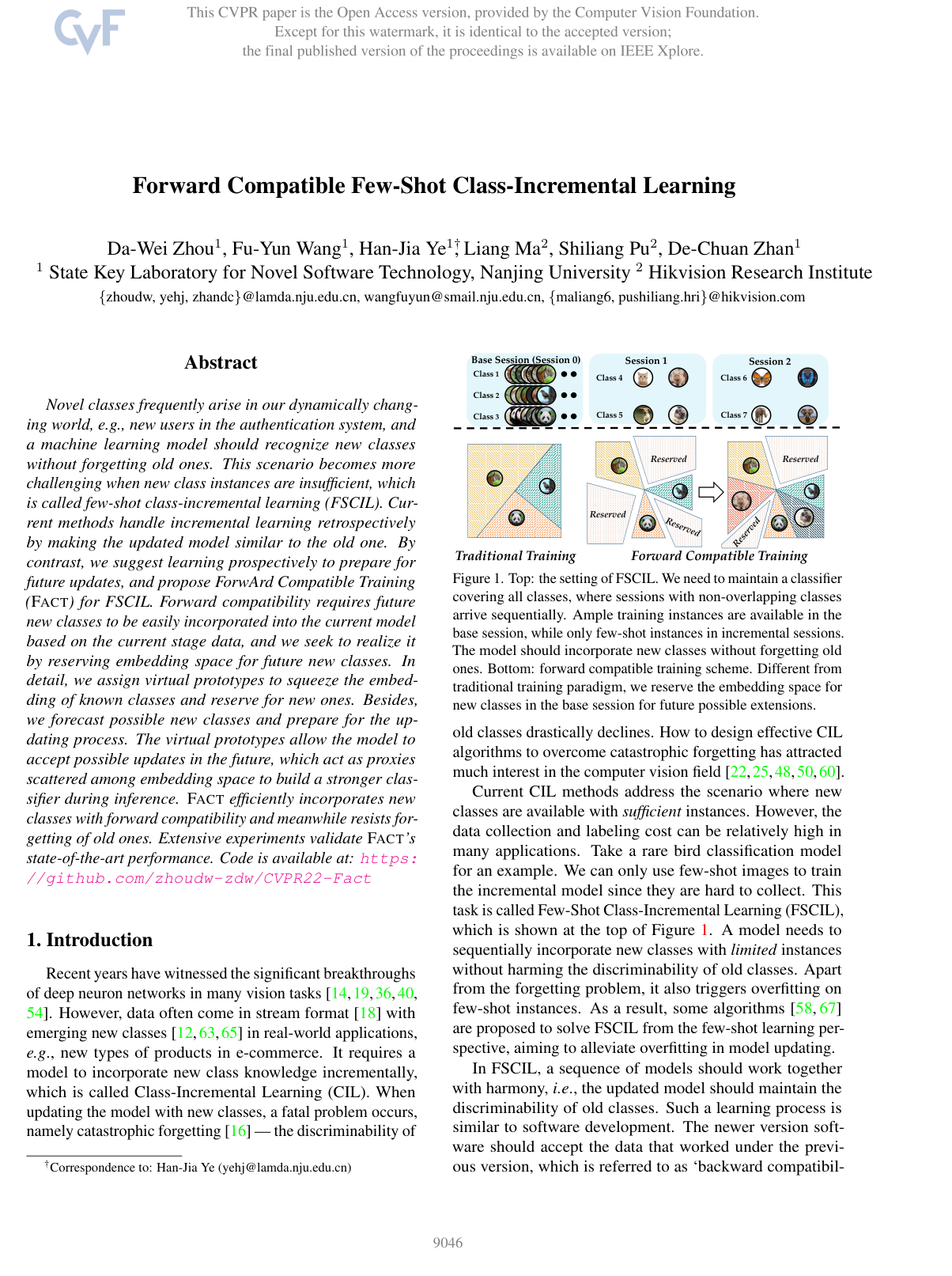 Forward Compatible Few-Shot Class-Incremental Learning