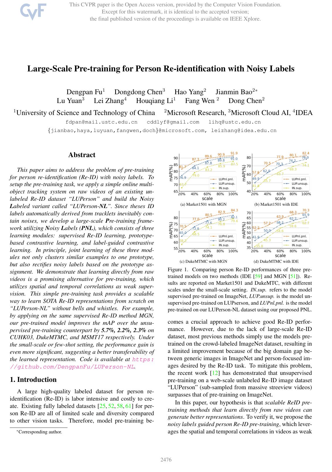 Large-Scale Pre-training for Person Re-identification with Noisy Labels