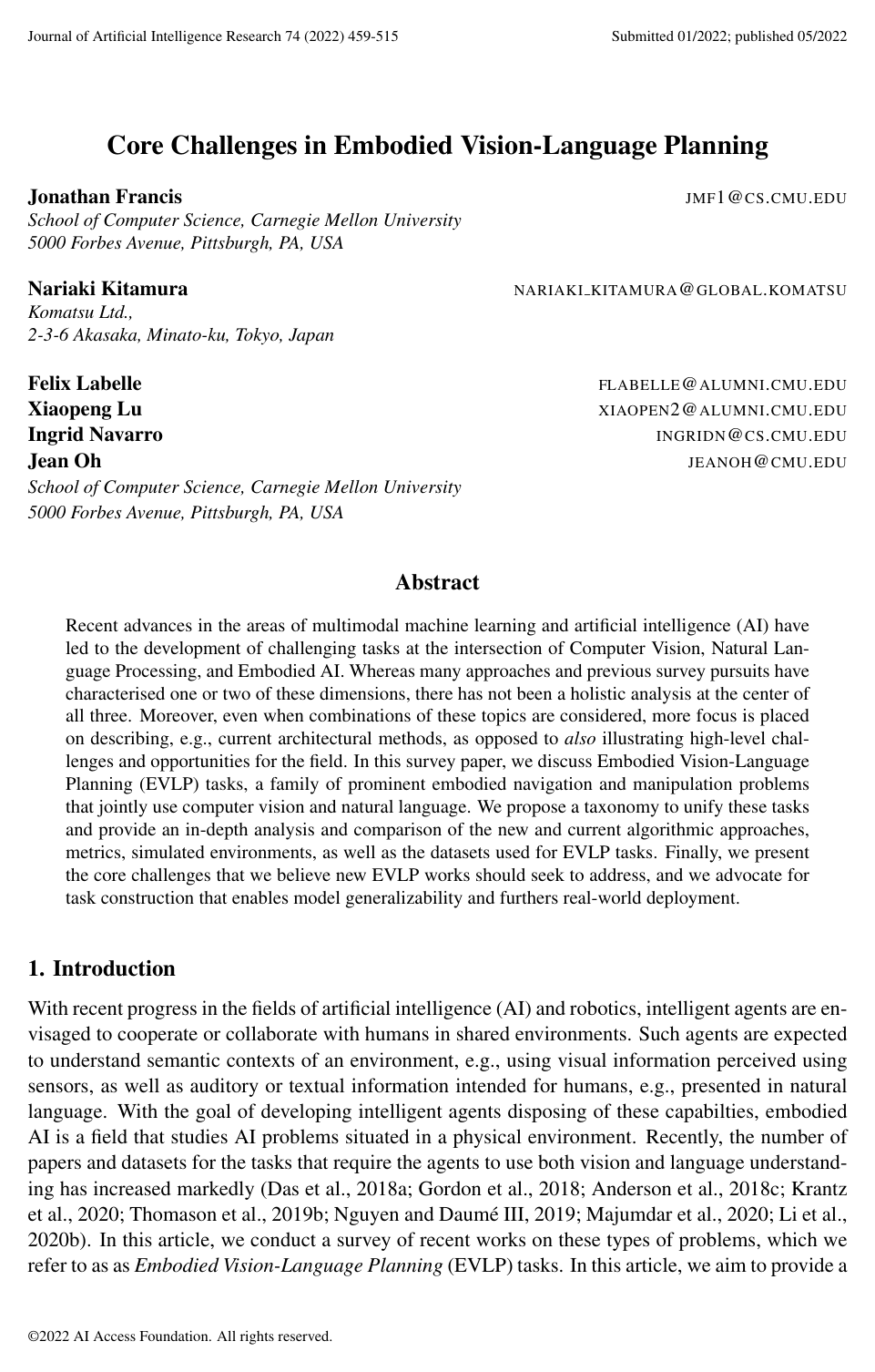 Core Challenges in Embodied Vision-Language Planning
