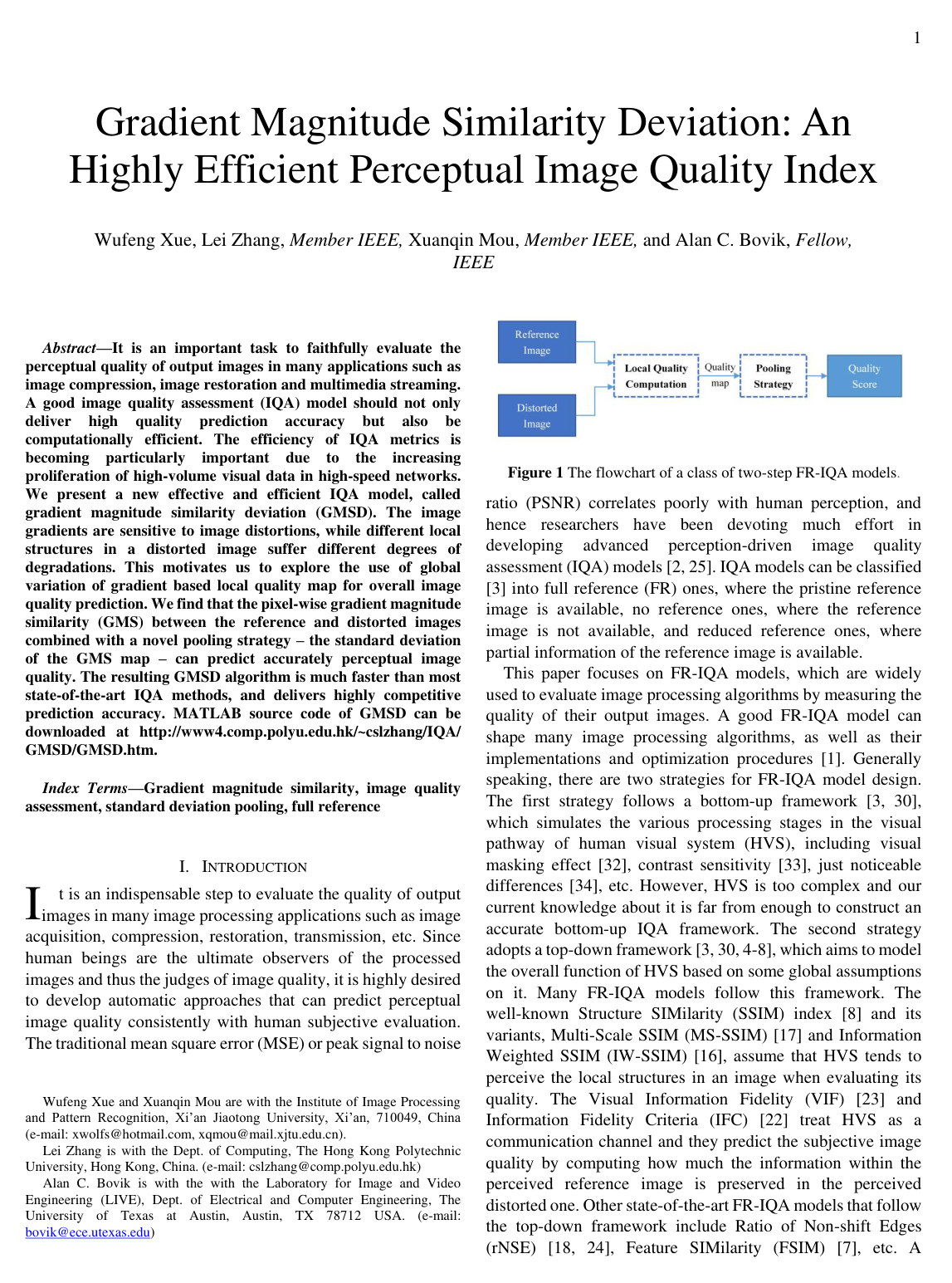 Cover for Gradient Magnitude Similarity Deviation: A Highly Efficient Perceptual Image Quality Index