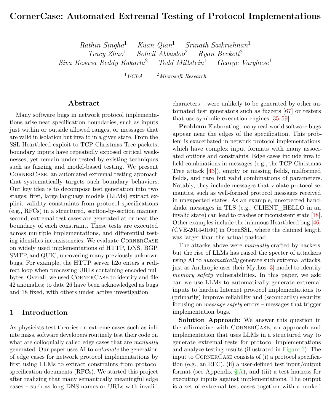 Cover for CornerCase: Automated Extremal Testing of Protocol Implementations using LLMs