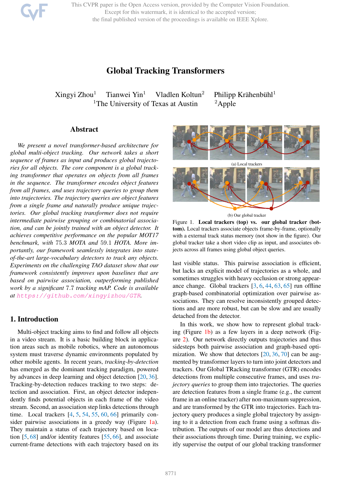 Cover for Global Tracking Transformers