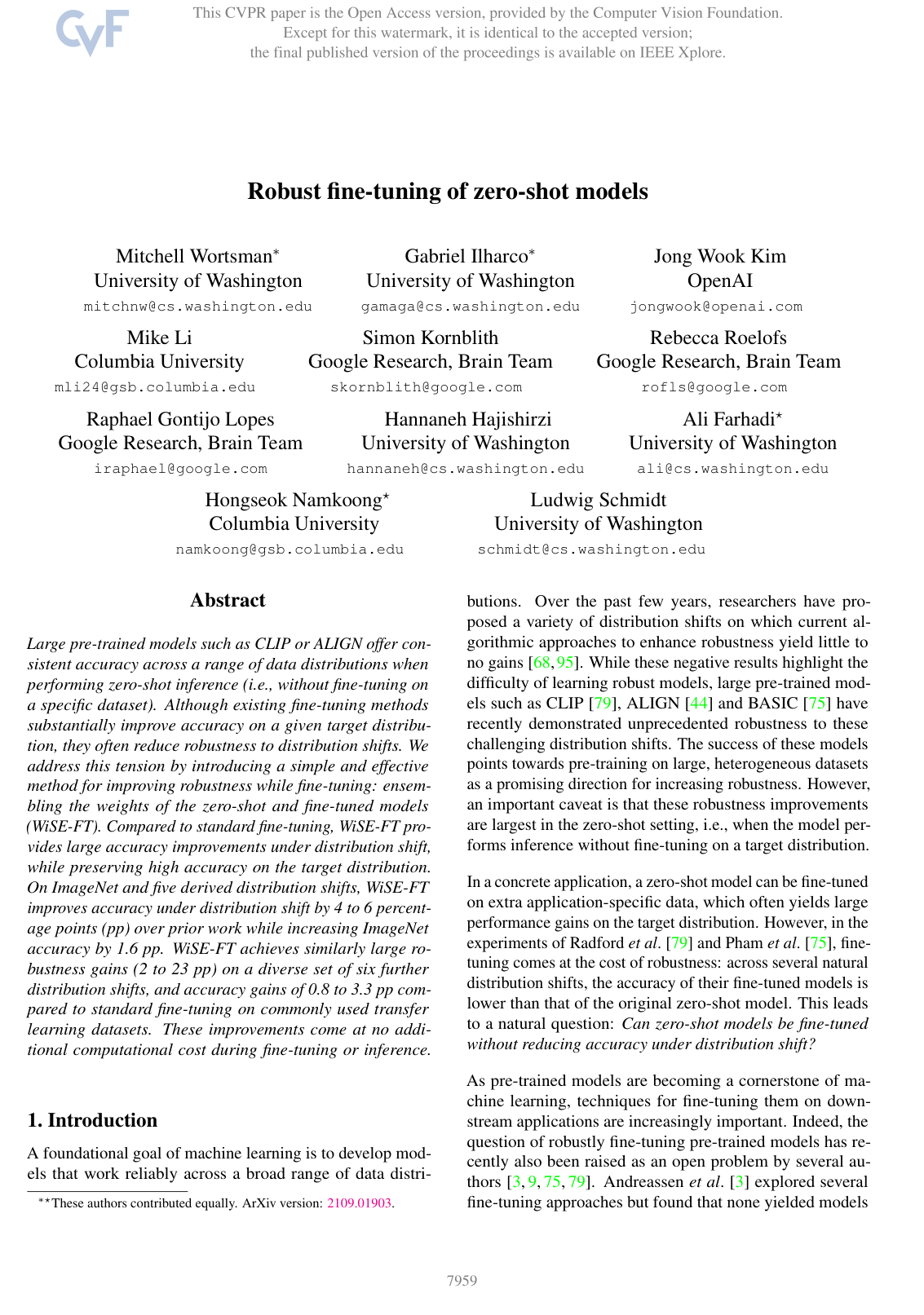 Robust fine-tuning of zero-shot models