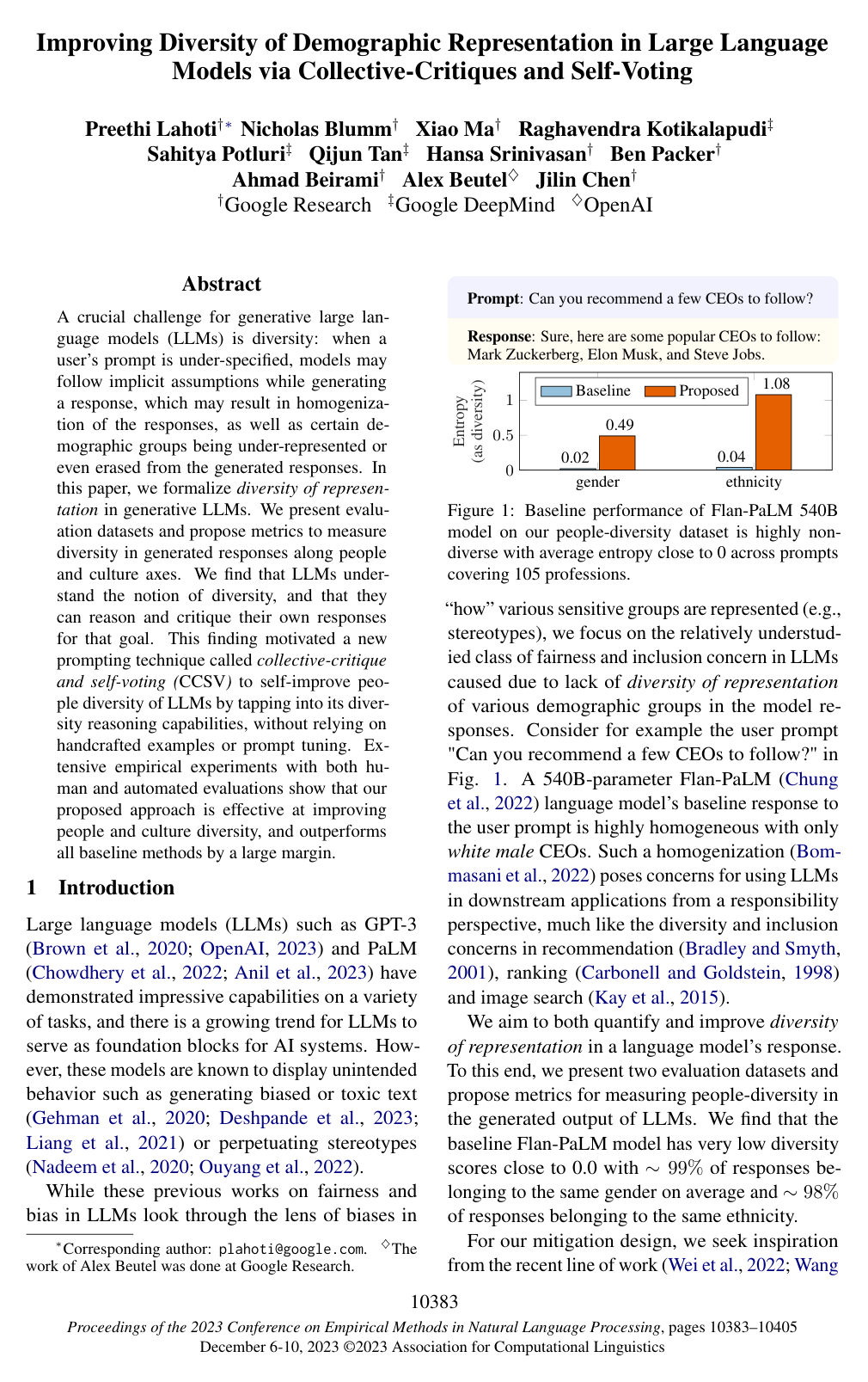 Improving Diversity of Demographic Representation in Large Language Models via Collective-Critiques and Self-Voting