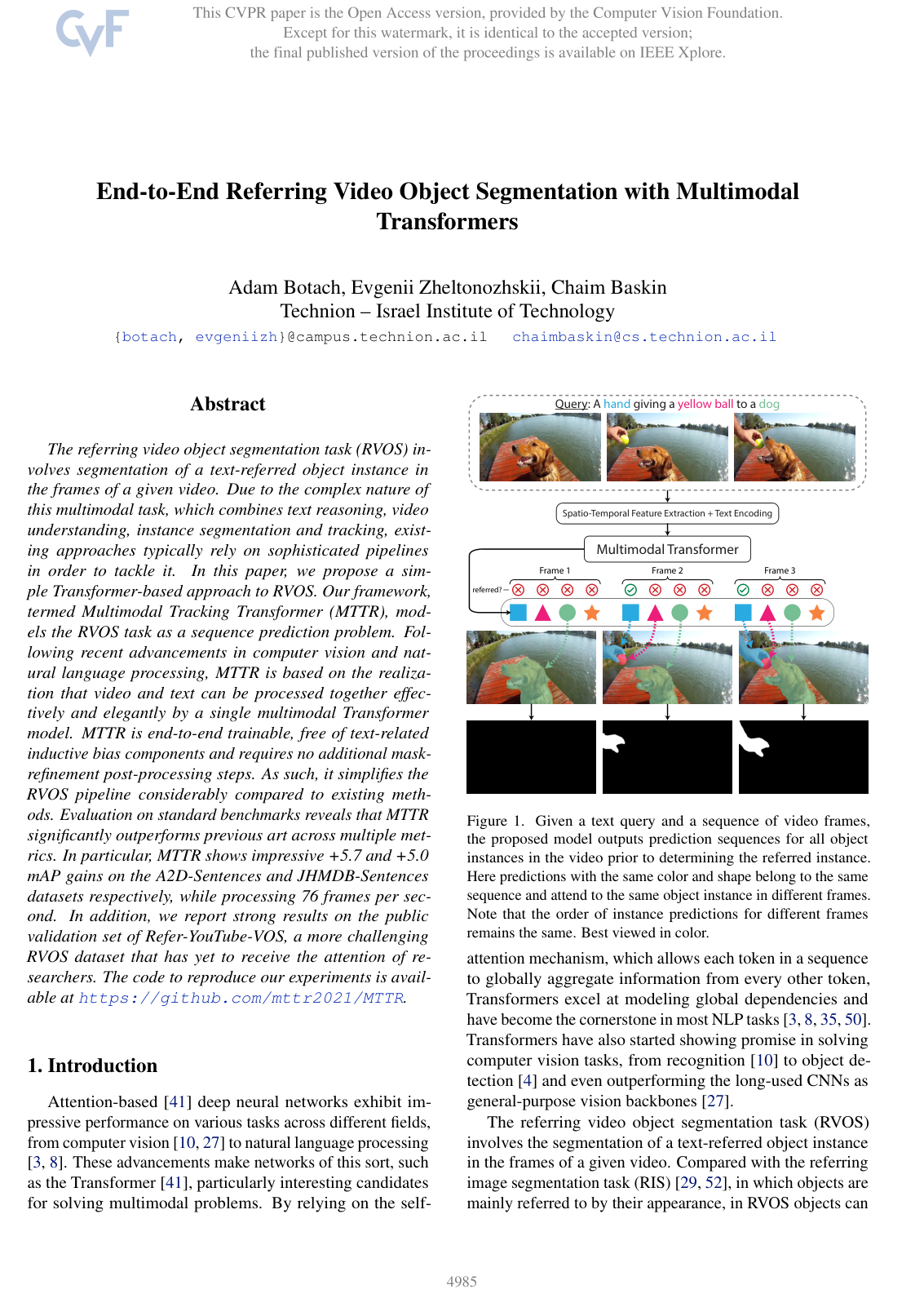 Cover for End-to-End Referring Video Object Segmentation with Multimodal Transformers
