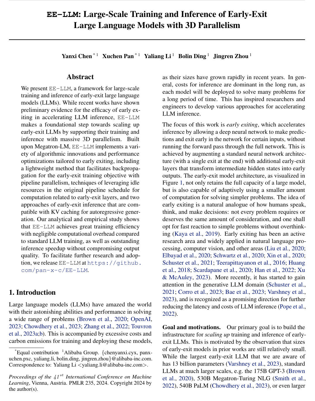 EE-LLM: Large-Scale Training and Inference of Early-Exit Large Language Models with 3D Parallelism