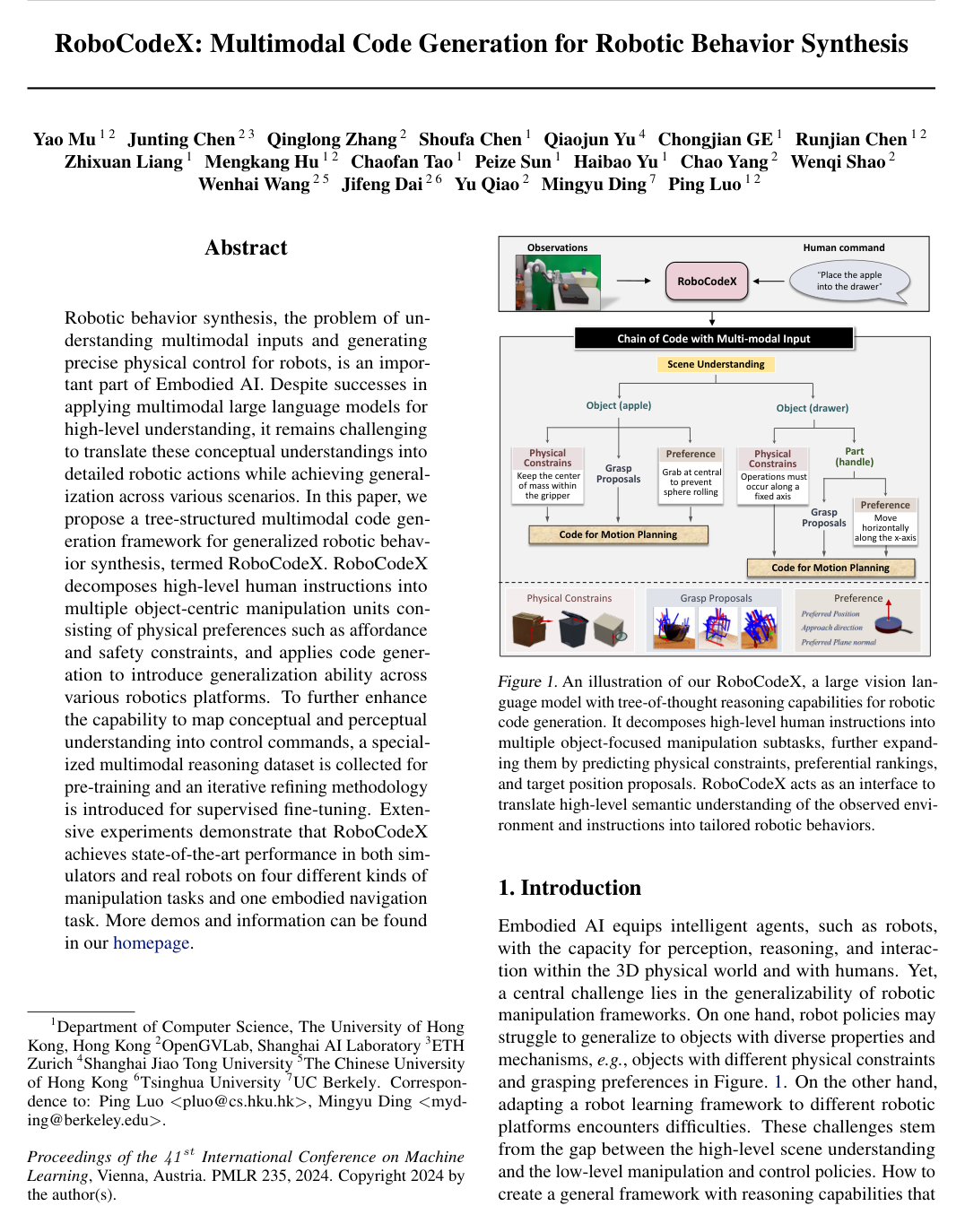 RoboCodeX: Multimodal Code Generation for Robotic Behavior Synthesis