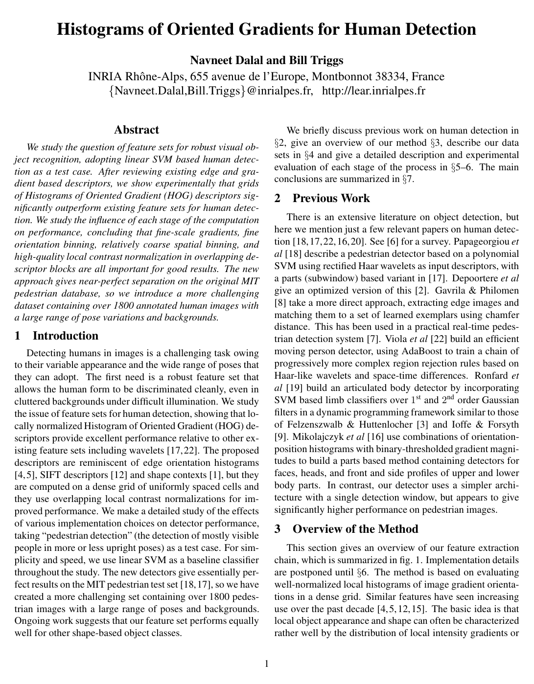 Histograms of Oriented Gradients for Human Detection