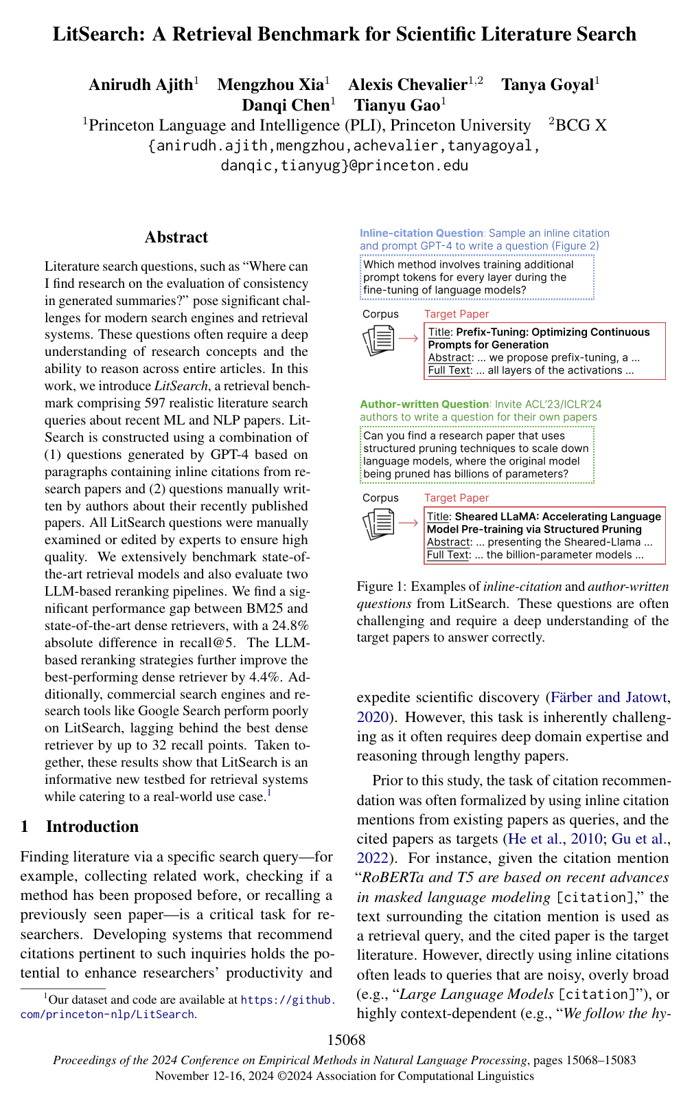 Cover for LitSearch: A Retrieval Benchmark for Scientific Literature Search