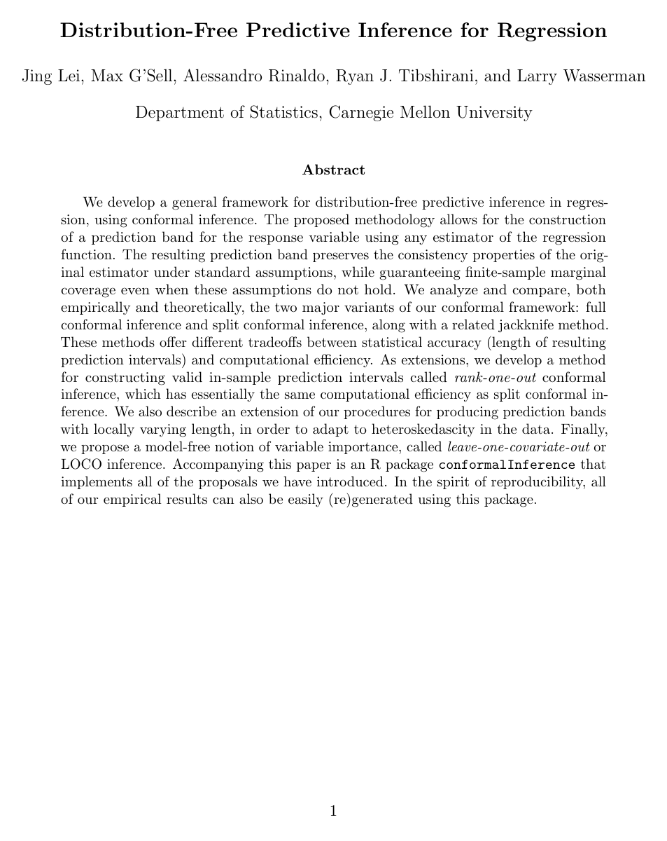 Cover for Distribution-Free Predictive Inference for Regression