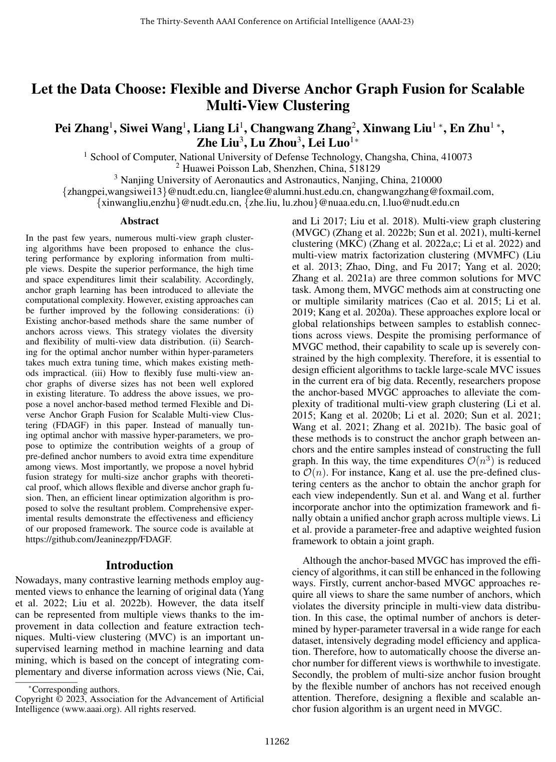 Let the Data Choose: Flexible and Diverse Anchor Graph Fusion for Scalable Multi-View Clustering