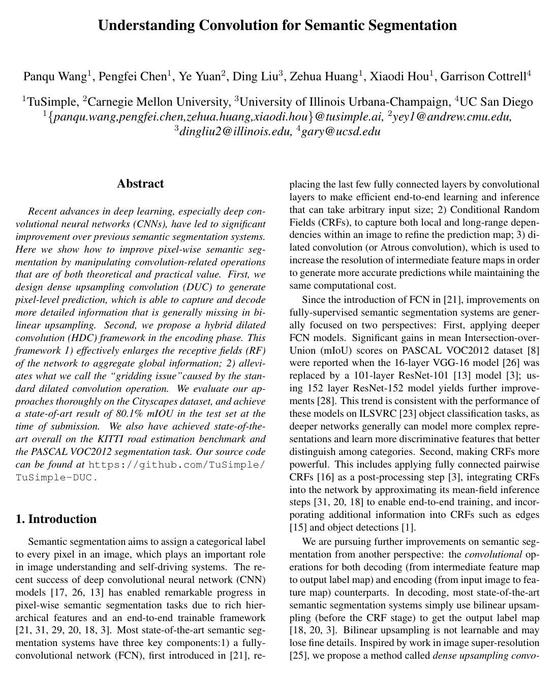 Understanding Convolution for Semantic Segmentation