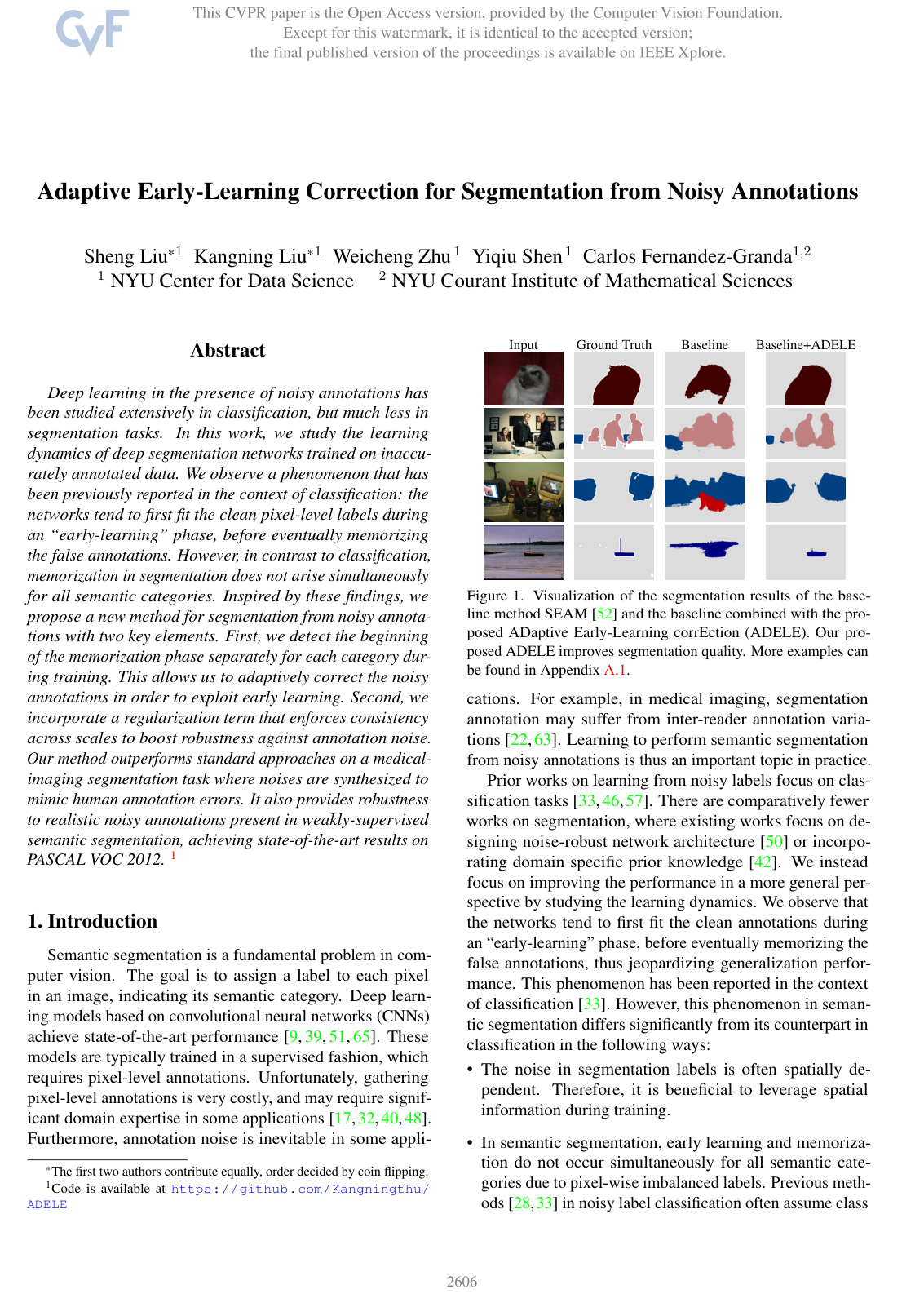 Cover for Adaptive Early-Learning Correction for Segmentation from Noisy Annotations