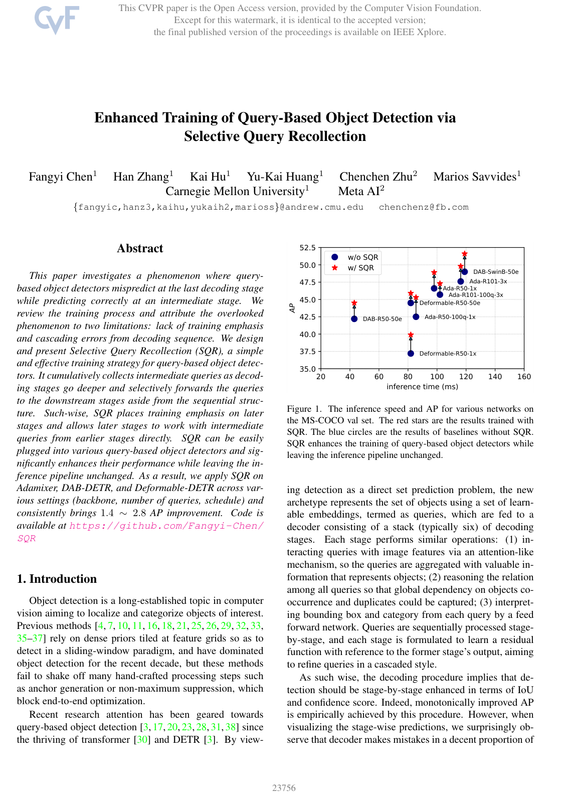 Cover for Enhanced Training of Query-Based Object Detection via Selective Query Recollection