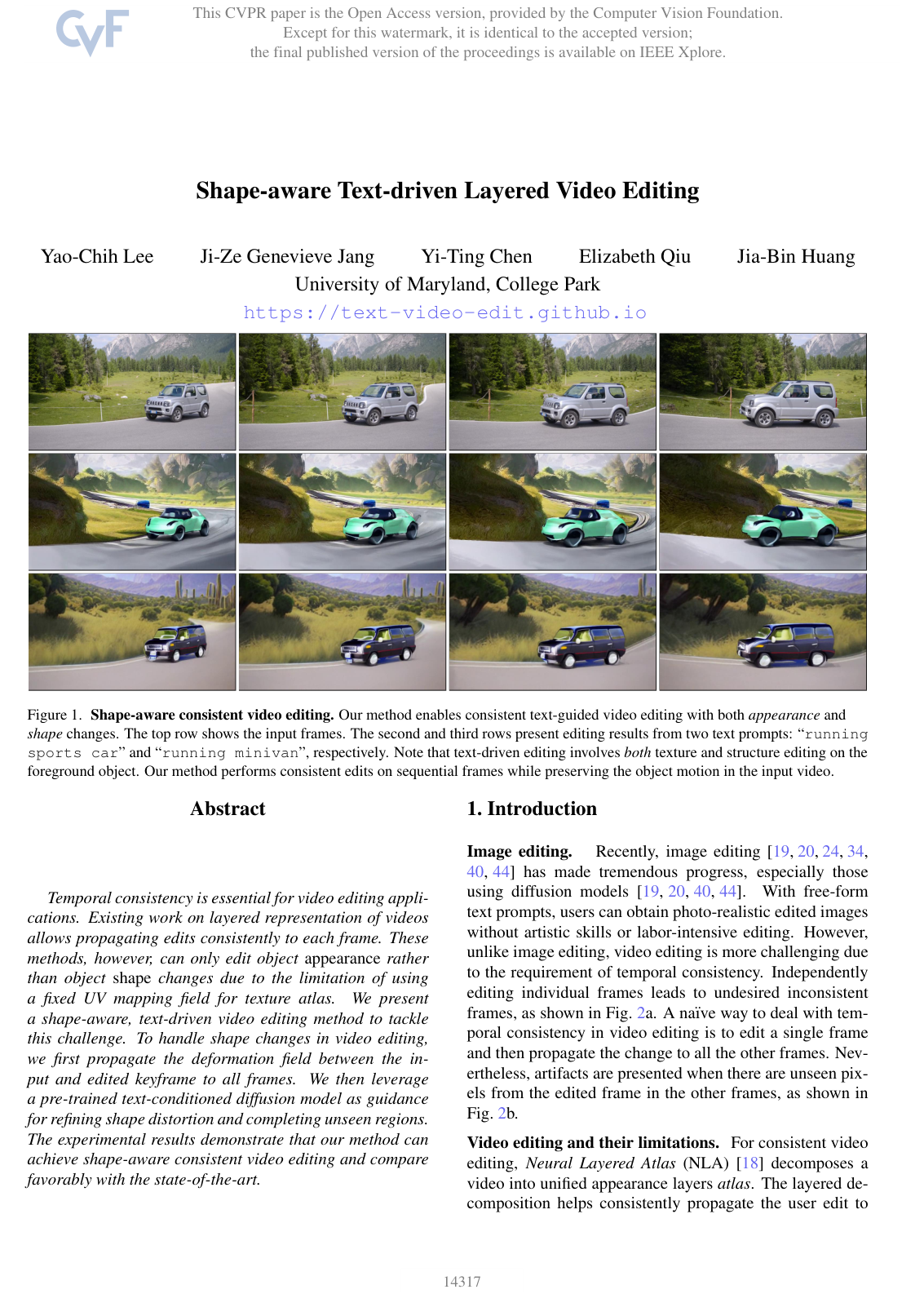 Cover for Shape-Aware Text-Driven Layered Video Editing