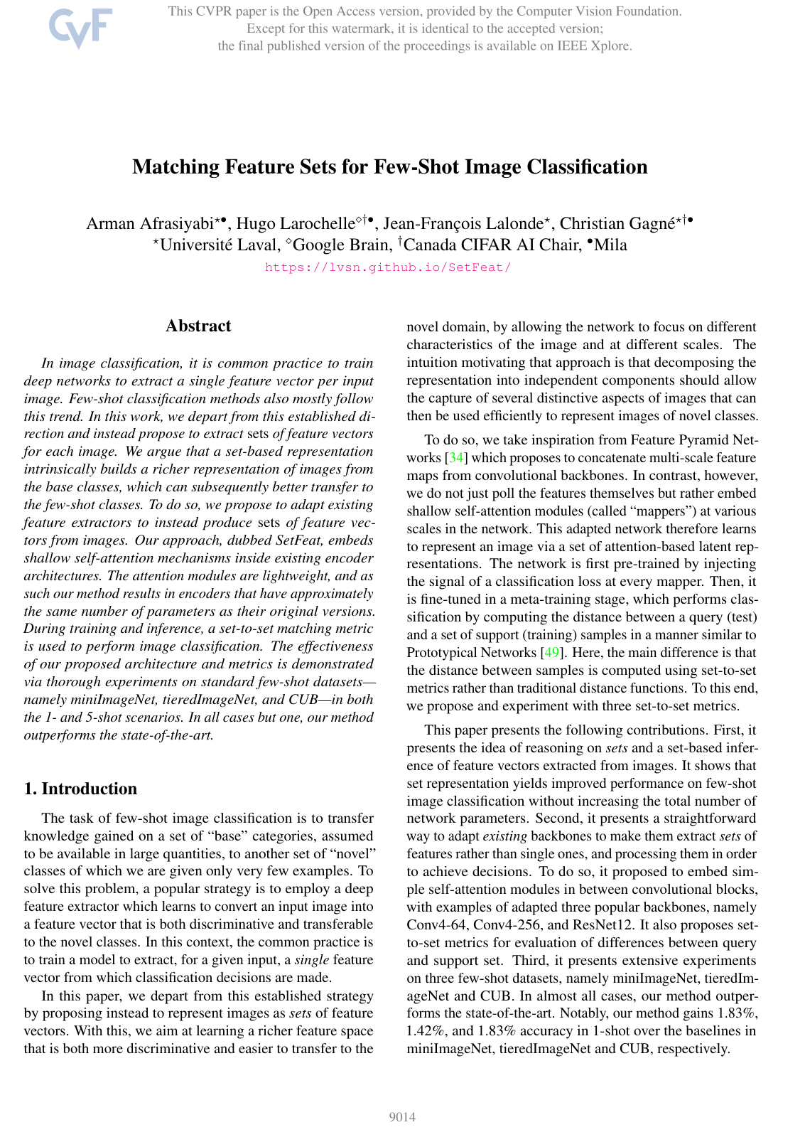 Cover for Matching Feature Sets for Few-Shot Image Classification
