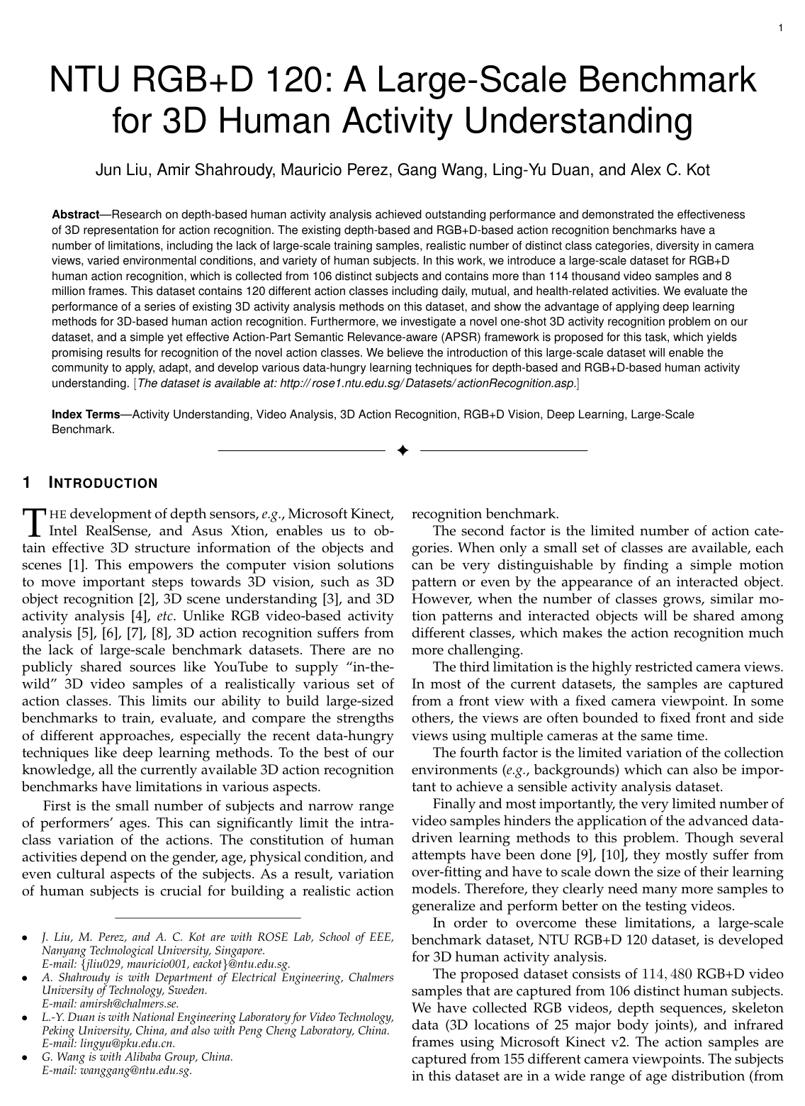 Cover for NTU RGB+D 120: A Large-Scale Benchmark for 3D Human Activity Understanding