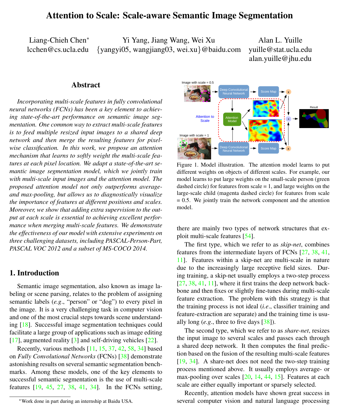 Attention to Scale: Scale-Aware Semantic Image Segmentation