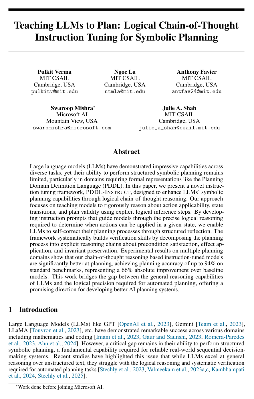 Teaching LLMs to Plan: Logical Chain-of-Thought Instruction Tuning for Symbolic Planning