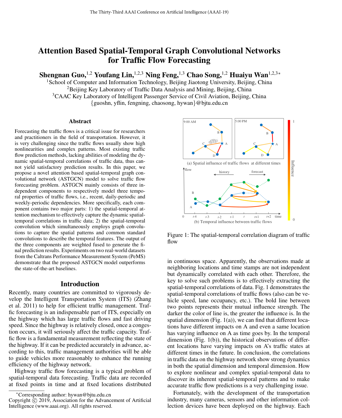 Cover for Attention Based Spatial-Temporal Graph Convolutional Networks for Traffic Flow Forecasting