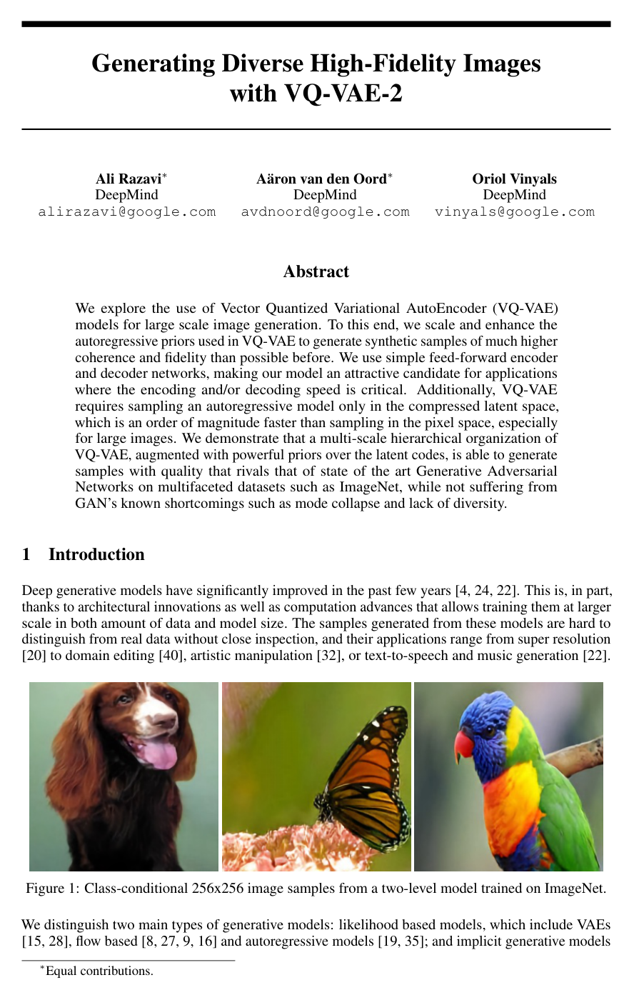 Generating Diverse High-Fidelity Images with VQ-VAE-2